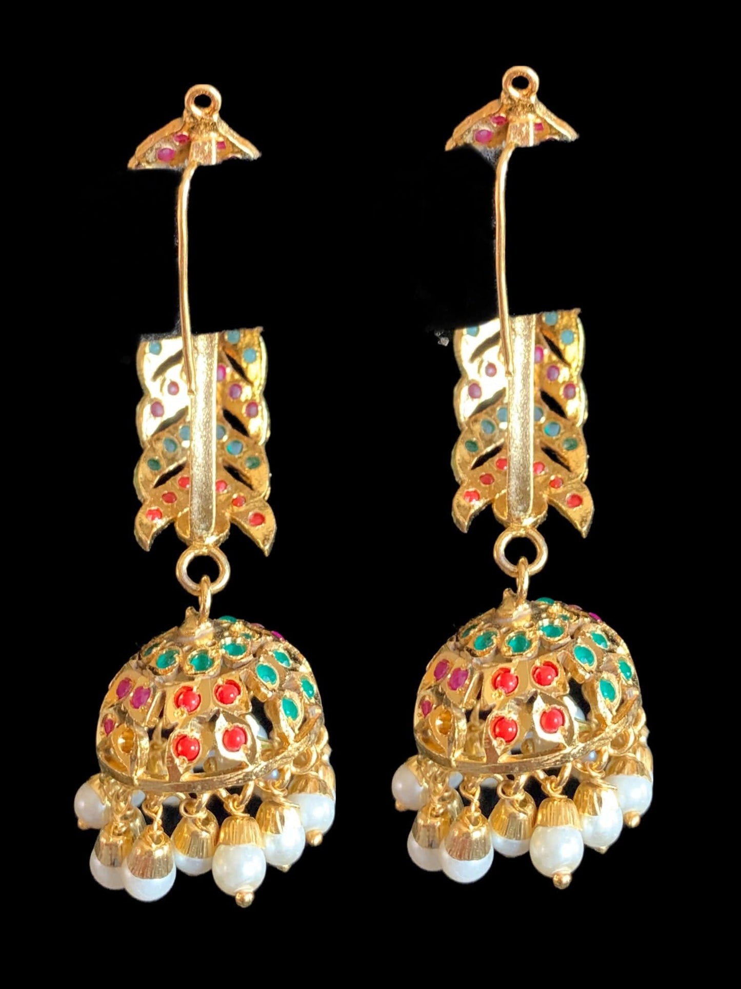DER368 Gina jhumka - navratan ( SHIPS IN 4 WEEKS )