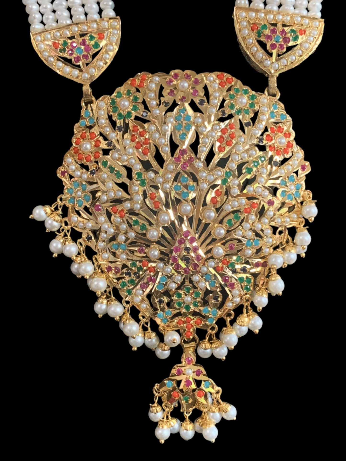 LN208 punjabi Jadau Rani haar in fresh water pearls ( READY TO SHIP )
