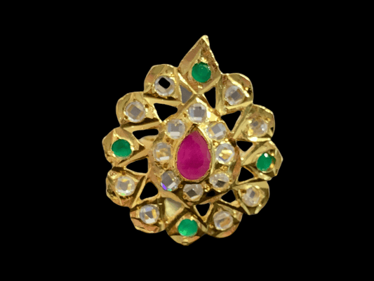DJR6 Rida  statement  ring in ruby emerald ( SHIPS IN 4 WEEKS )