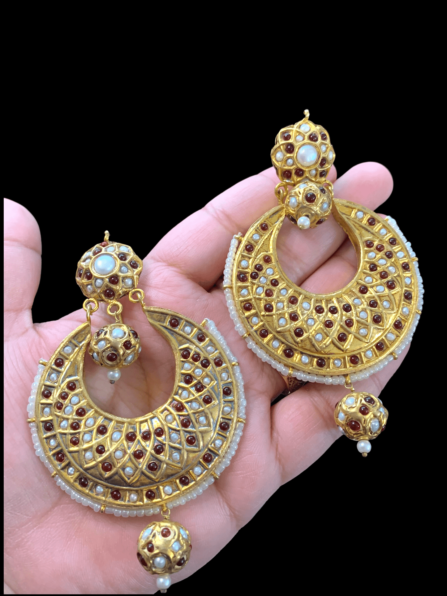 DER304 Ruby kundan Chandbali earrings ( READY TO SHIP)