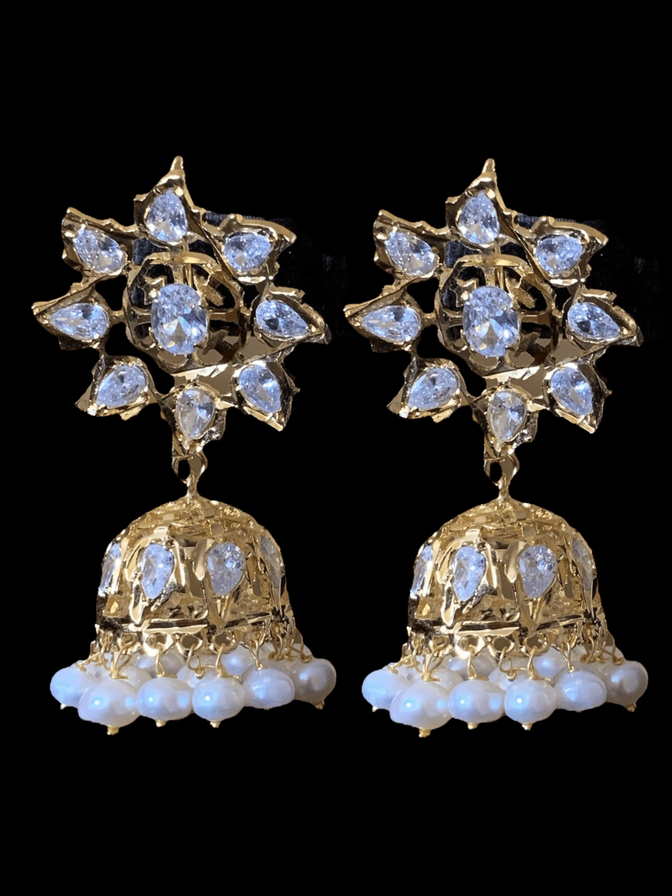 DER306 Evelyn Karanphool jhumka ( pearls ) READY TO SHIP