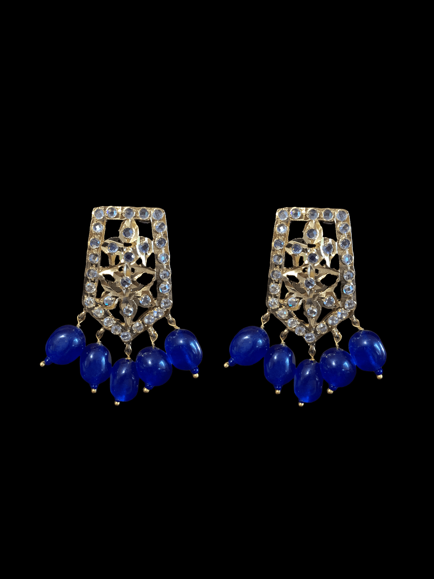 LN30 Indu long blue beads haar (SHIPS IN 4 WEEKS )