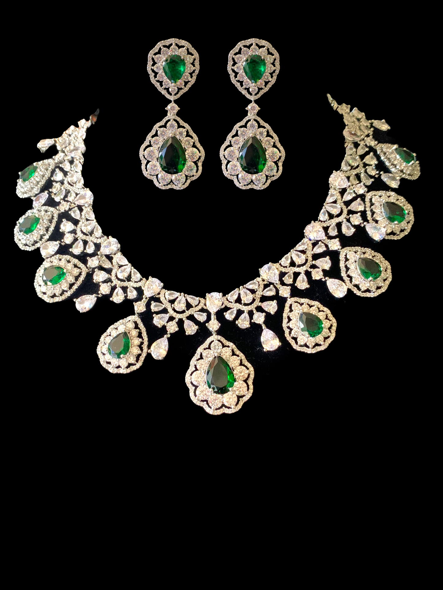 BR95 Cz necklace set - green ( READY TO SHIP )
