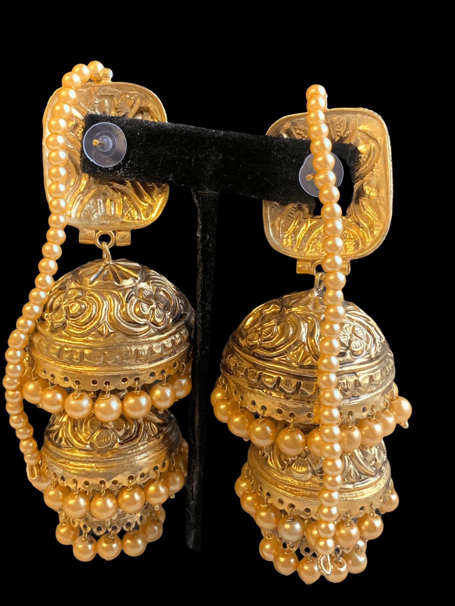 DER219 Navya layered gold plated jhumka ( READY TO SHIP )