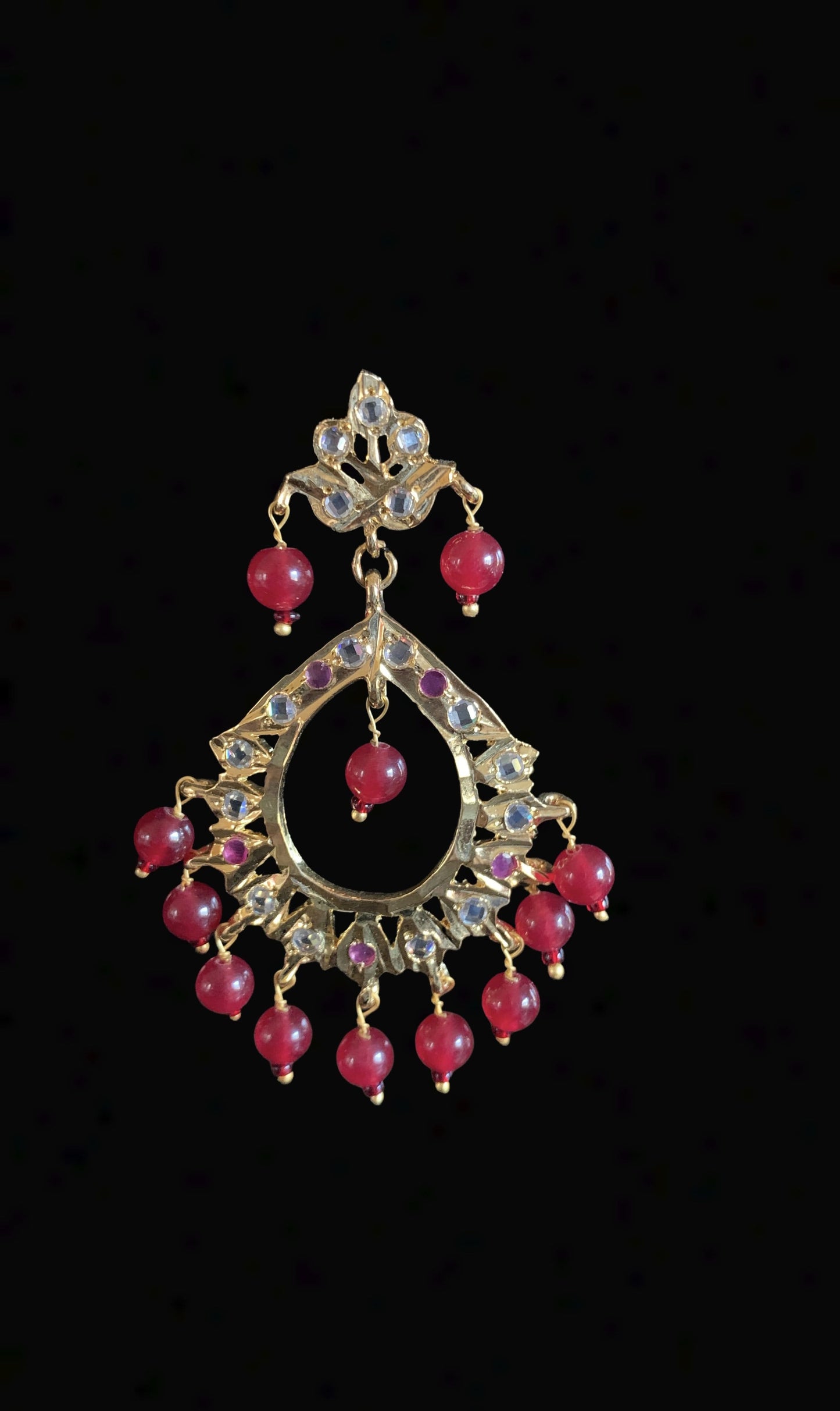 DER270 Maria chandbali in red beads (READY TO SHIP )