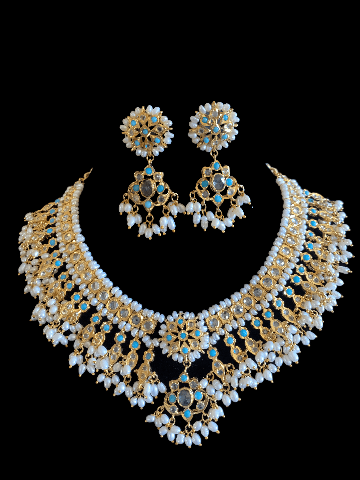 Kali feroza hyderabadi necklace set in fresh water pearls (SHIPS IN 4 WEEKS )
