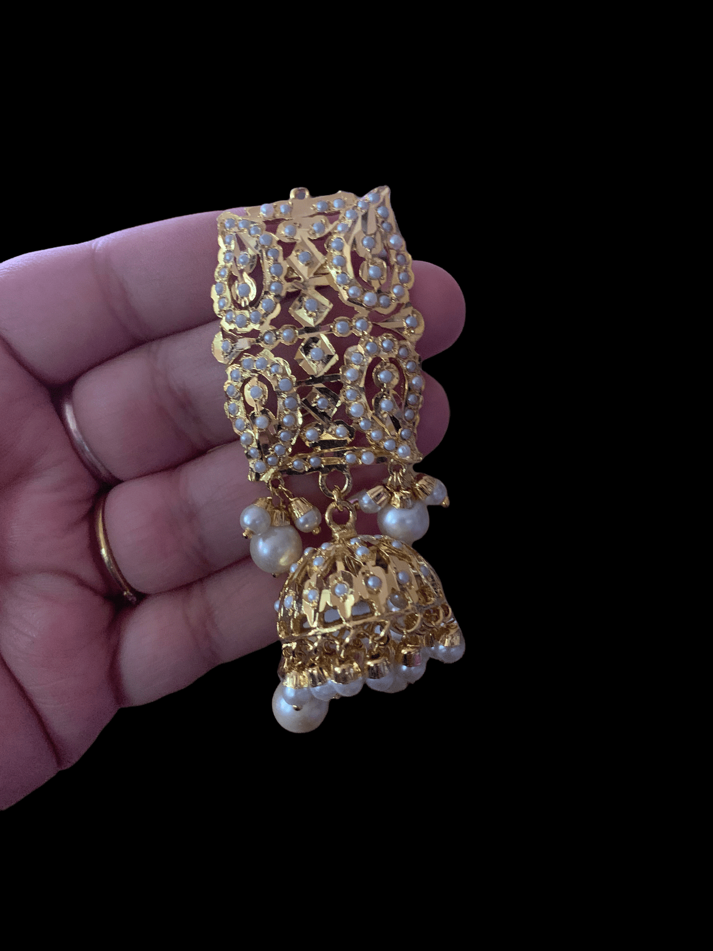 RUBIA Jadau jhumka in shell pearls ( READY TO SHIP )