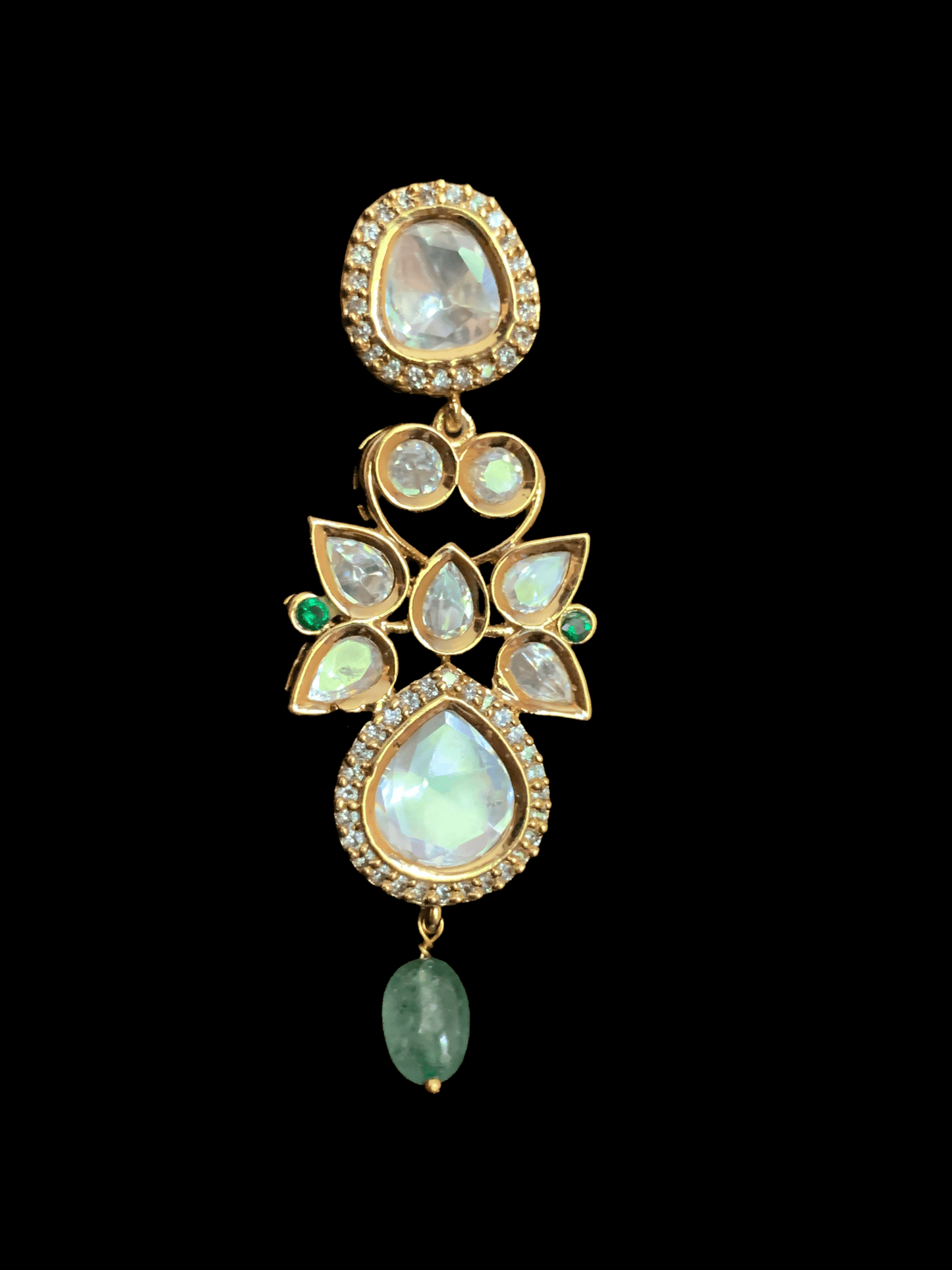 NS17 Tanu polki with emerald beads necklace set (SHIPS IN 4 WEEKS )