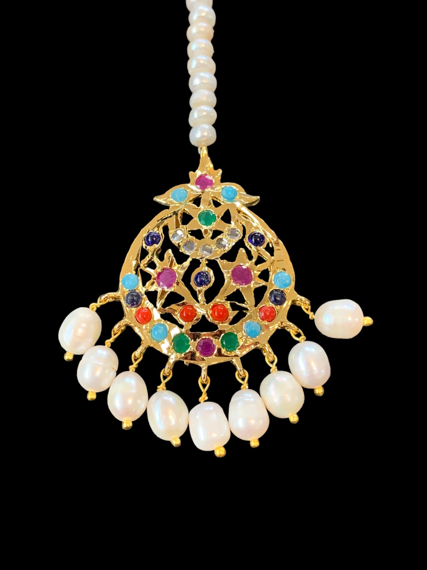 DJTK108 Lahar fresh water pearl tika- navratan ( READY TO SHIP )