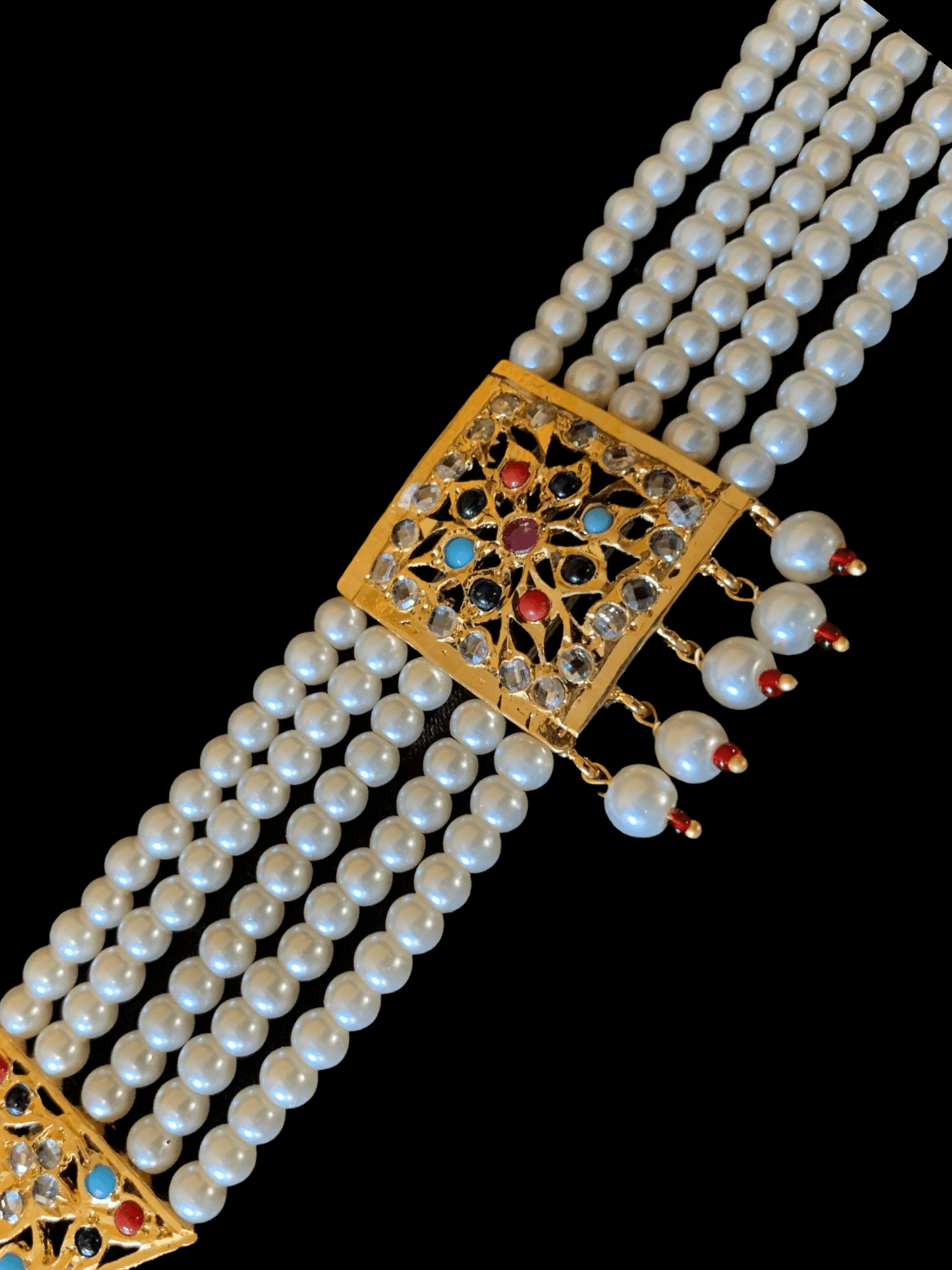 B71 Ariha pearl bracelet - navratan ( READY TO SHIP )