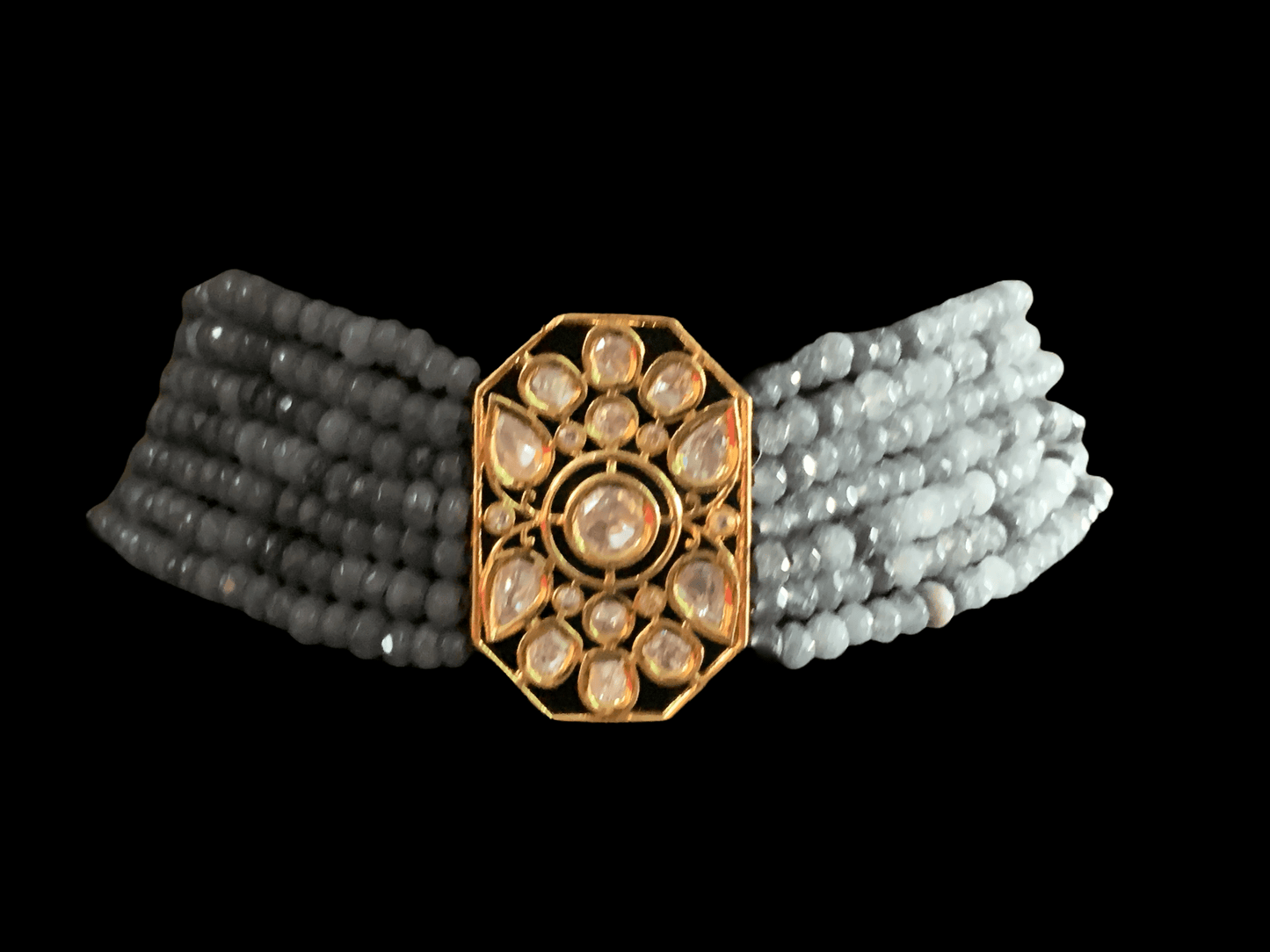 C42 Adya choker in grey beads ( READY TO SHIP )