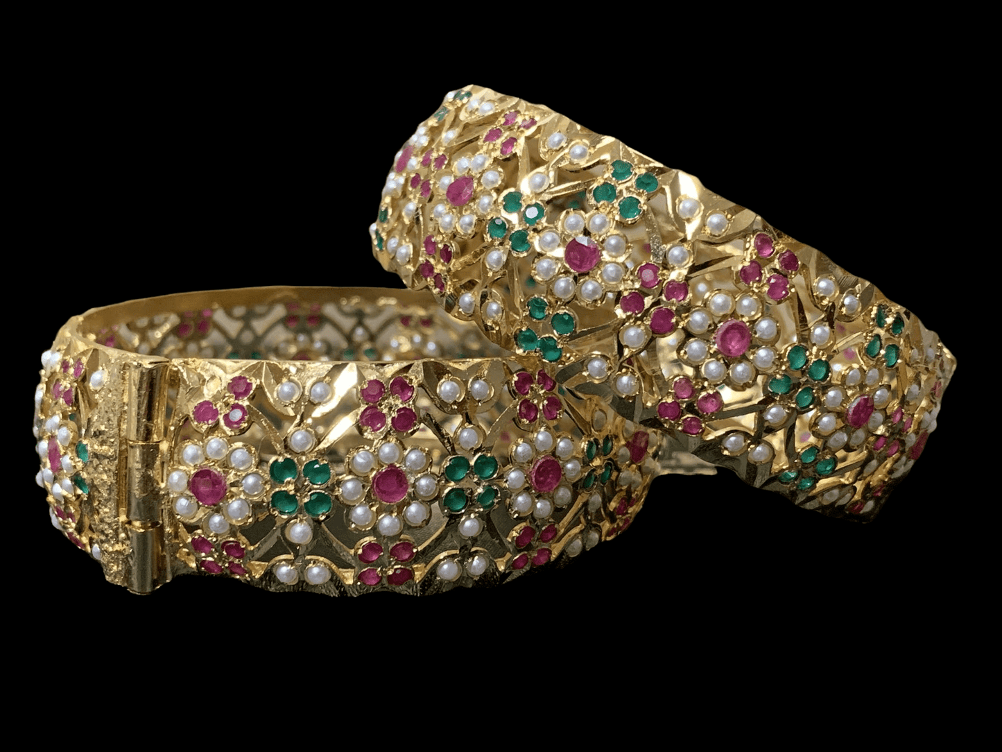 B11 Shibra bangles - ruby emerald - one pair ( READY TO SHIP )