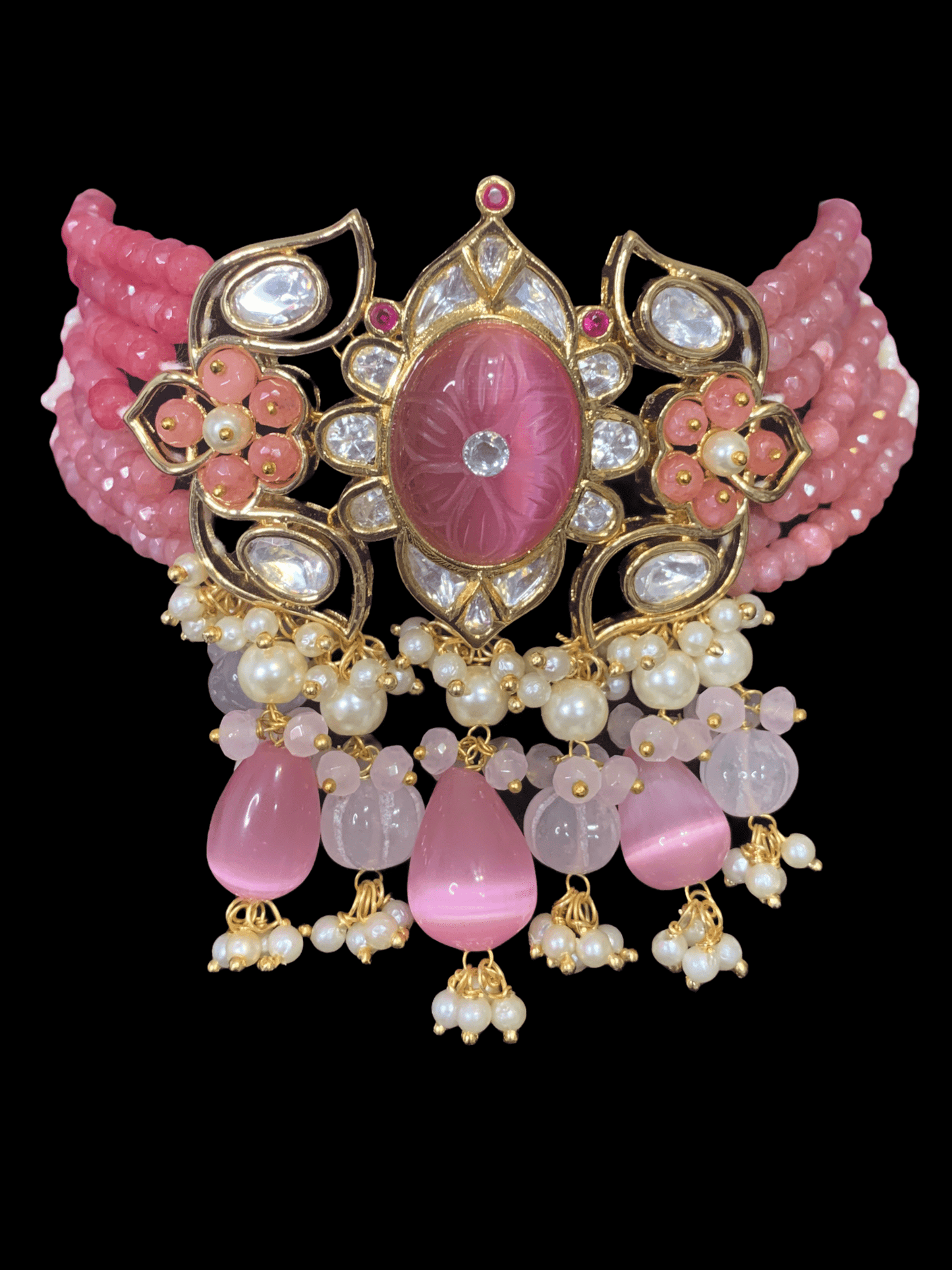 C173 Denise cz polki choker in pink ( READY TO SHIP )