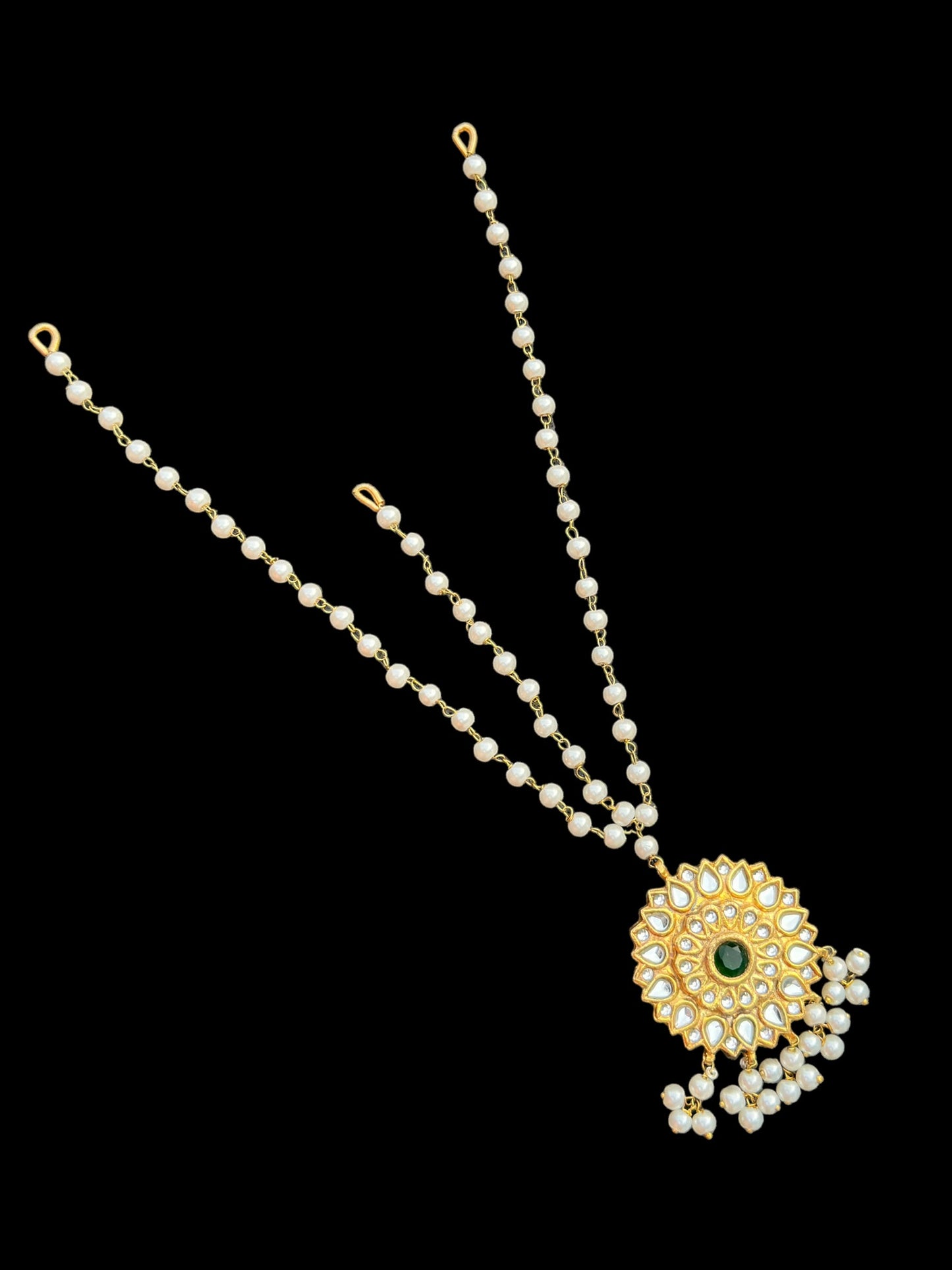 DJTK127 kundan mathapatti  with pearls ( READY TO SHIP )