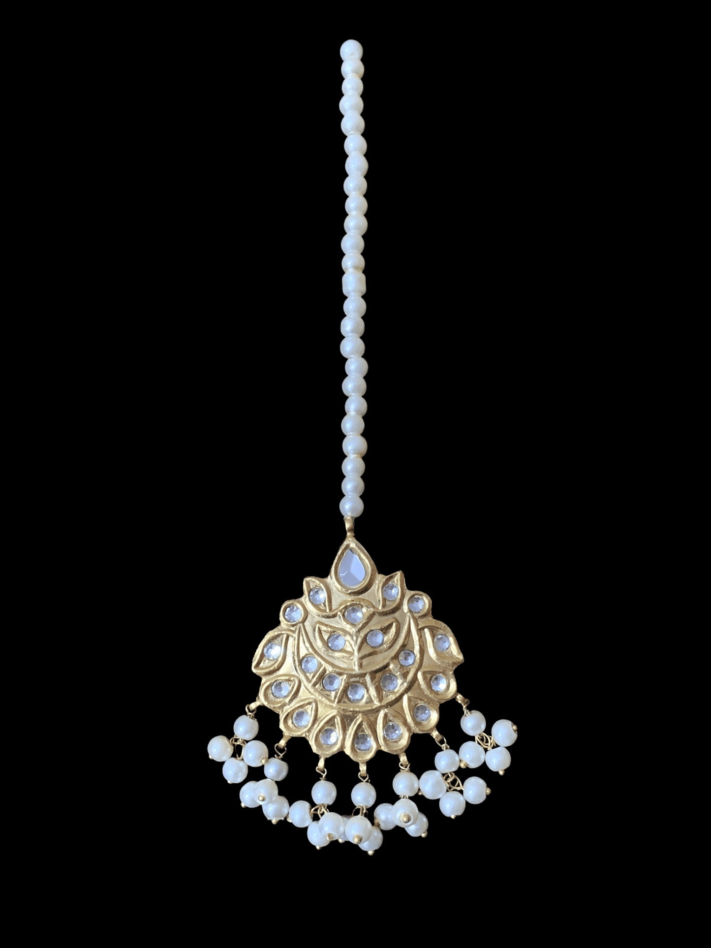 JTK23 Hiba kundan jhoomar tika in pearls ( READY TO SHIP  )