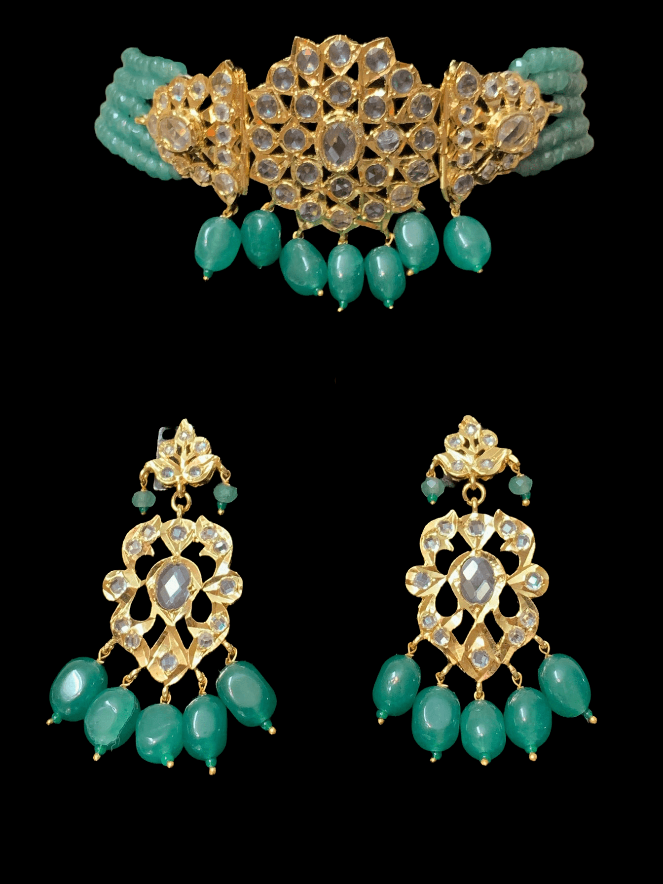 C48 Mushk choker in light green beads ( READY TO SHIP)