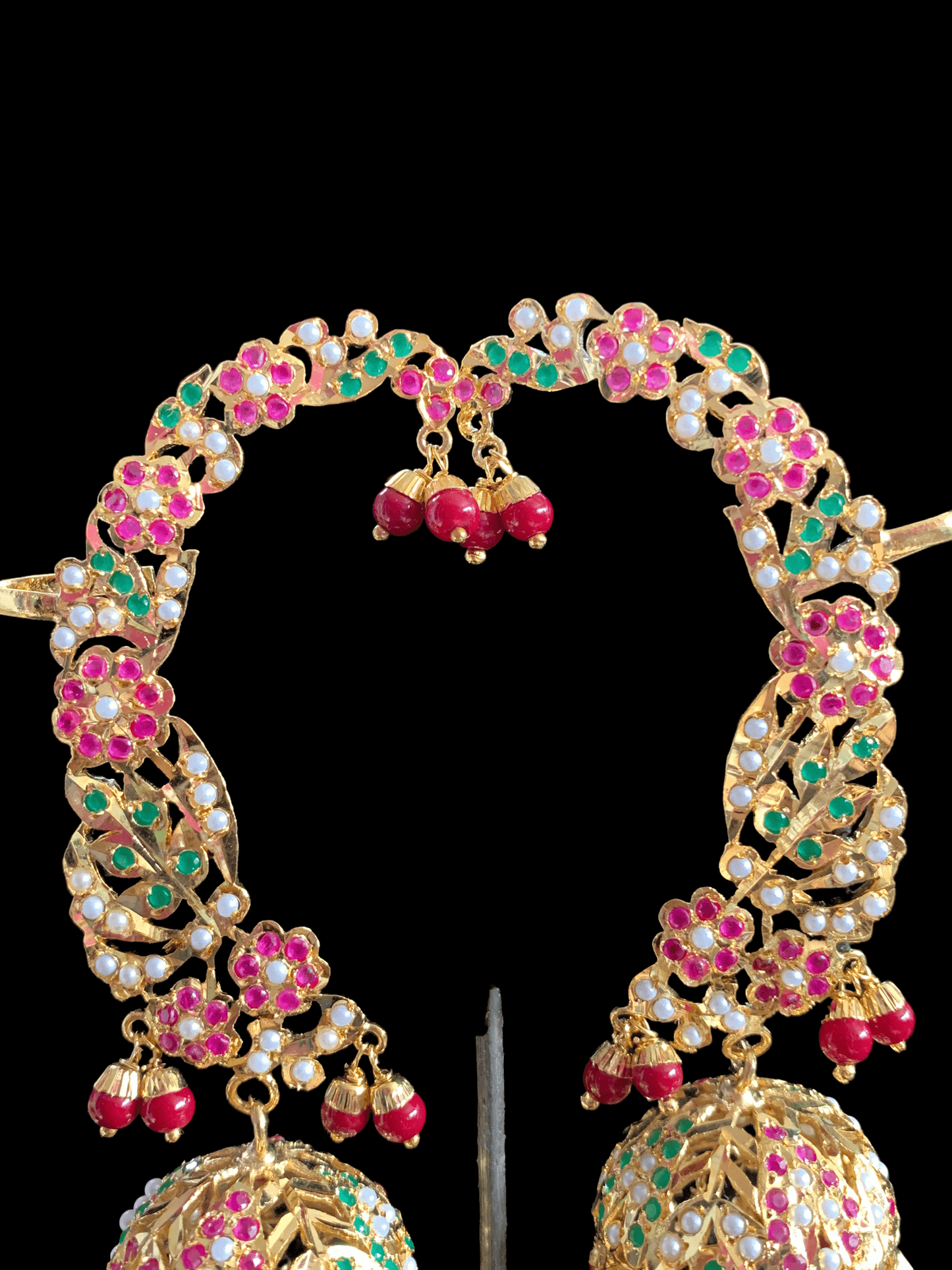 DER317 jadau kaanphool earrings in ruby emerald / multicolor ( READY TO SHIP )
