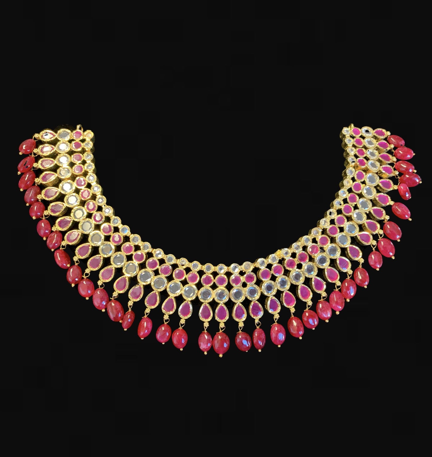 NS255 Amber Barfi set in rubies ( SHIPS IN 1 WEEK )