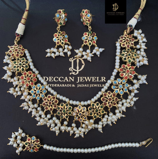 NS95  Malavika flower set ( navratan )  (READY TO SHIP)