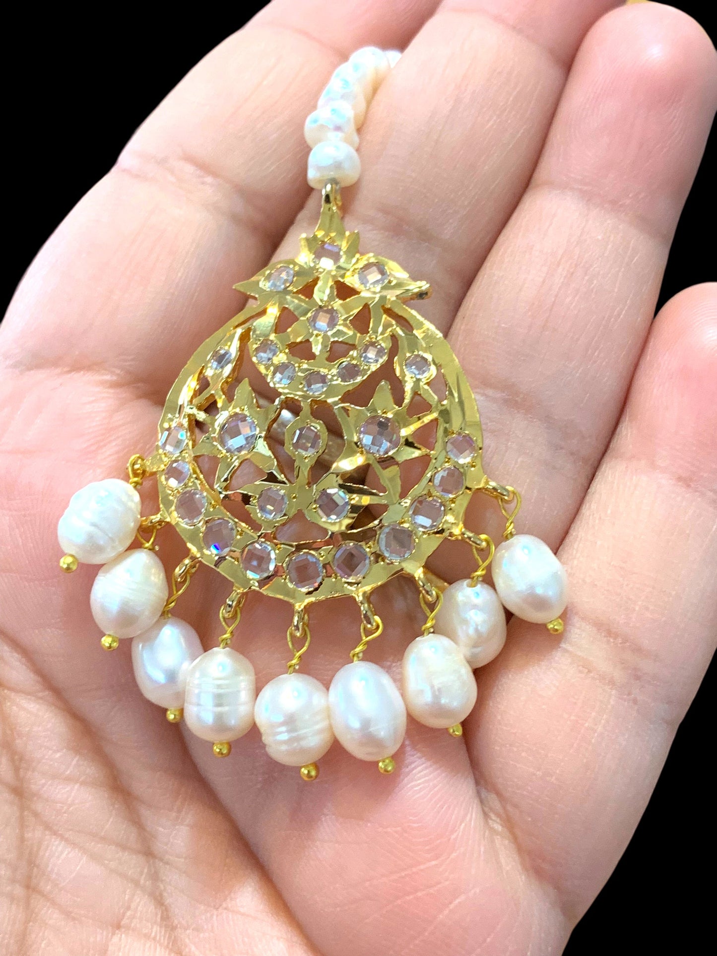 DJTK107 Lahar fresh water pearl tika ( READY TO SHIP )