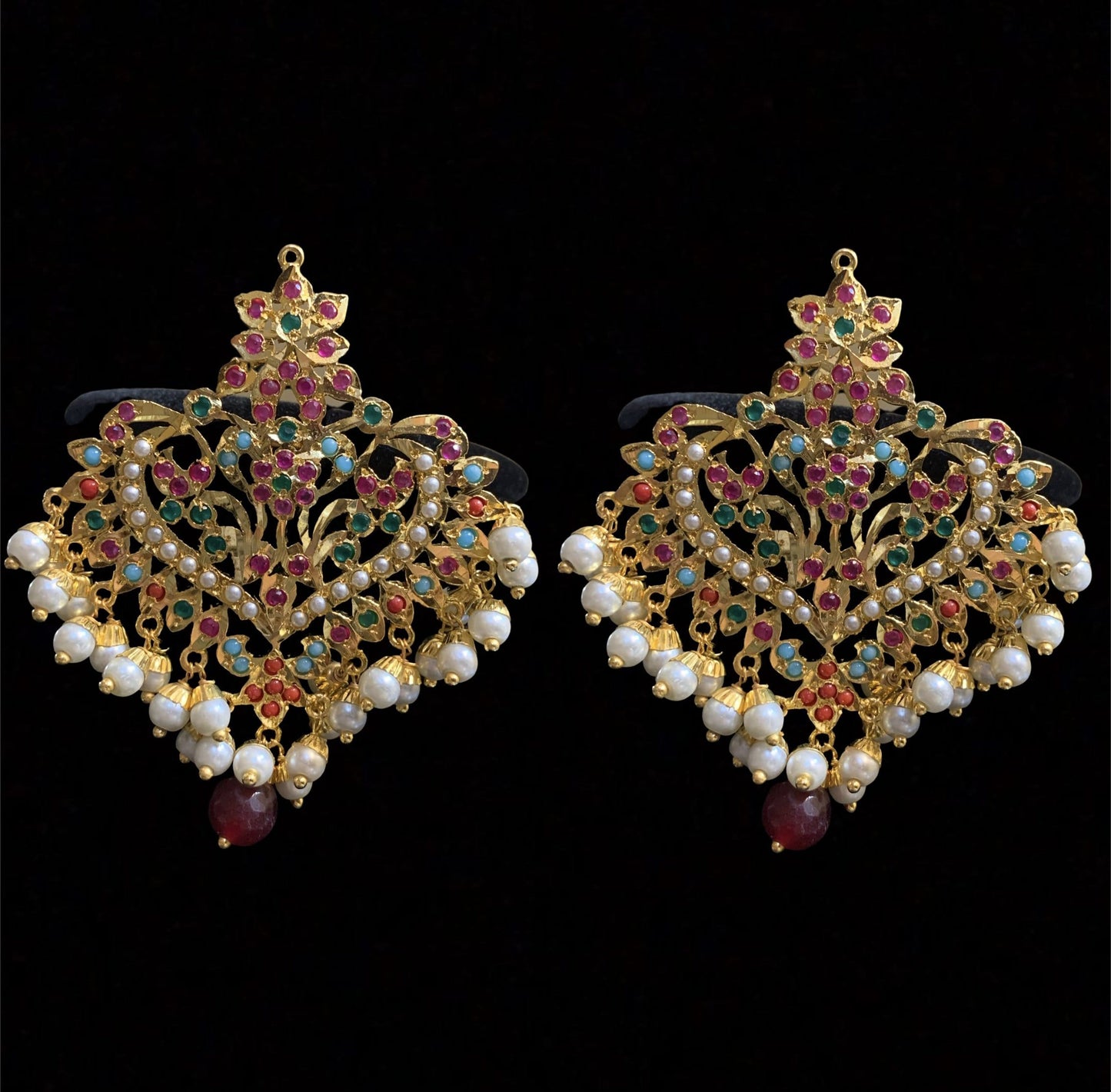 DJET102 Afreen Navratan earrings tika ( READY TO SHIP )