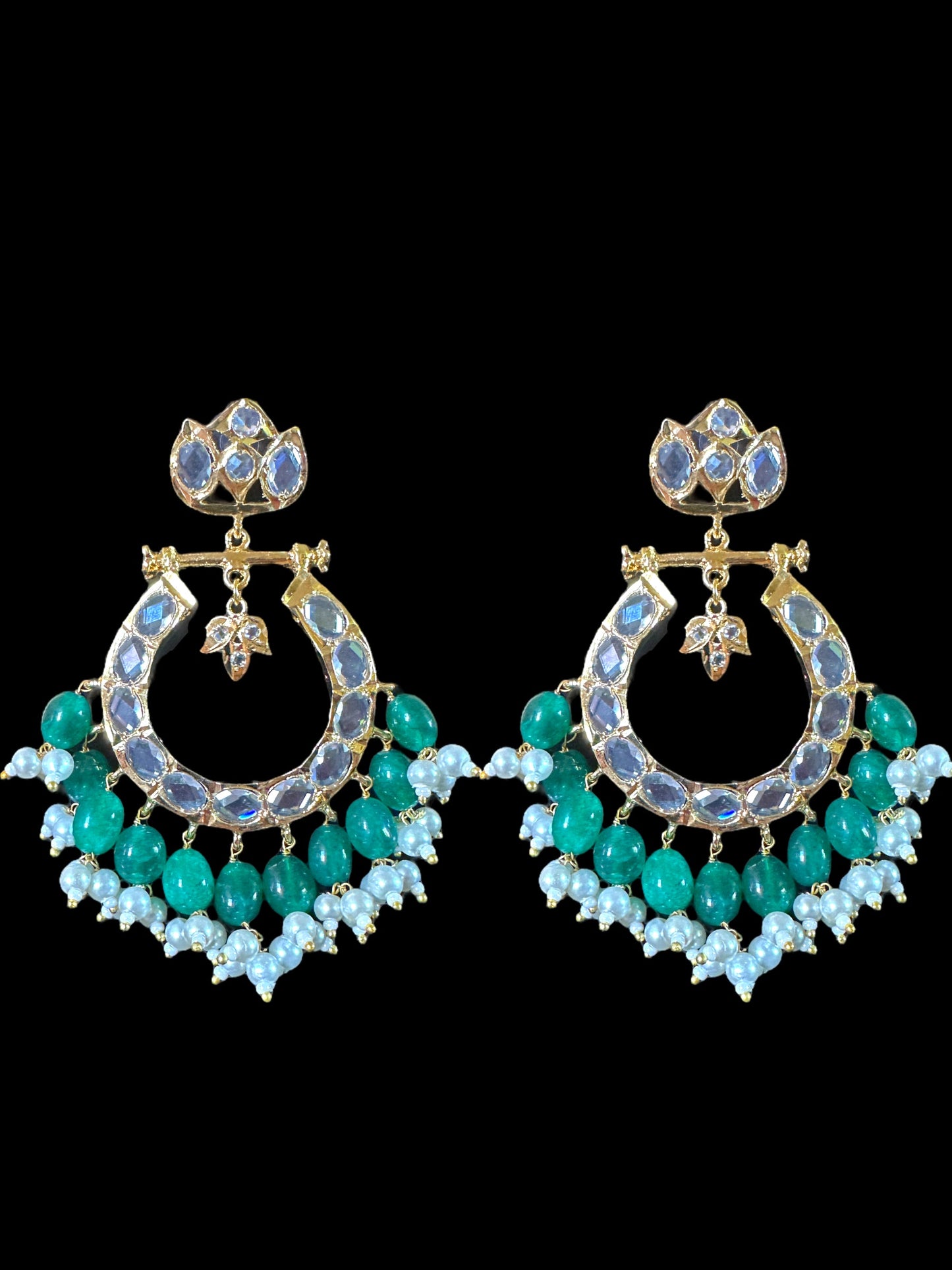 NS519 AMIRA hyderabadi necklace with earrings - emerald ( READY TO SHIP)