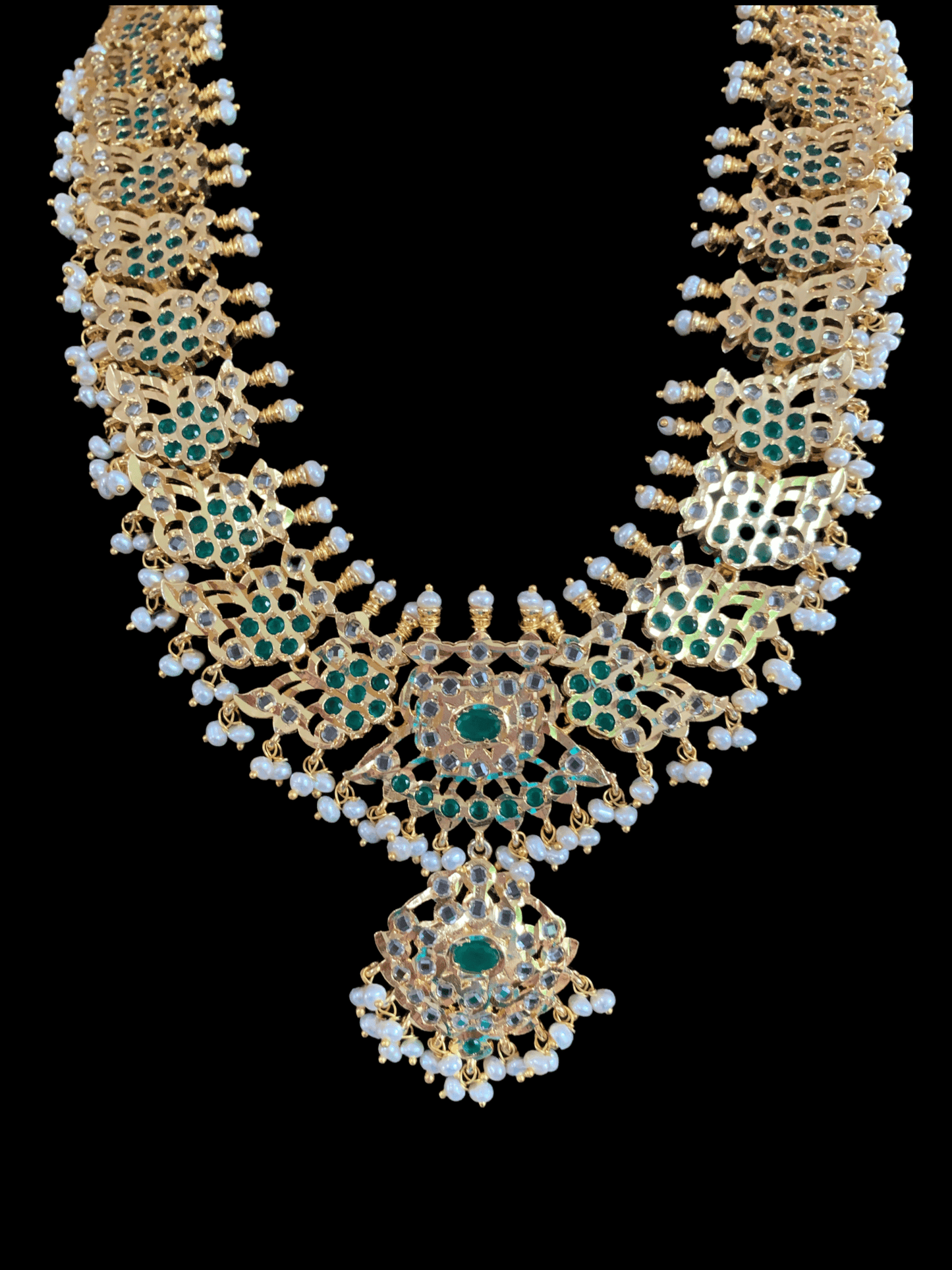 LN8 Samyukta fresh water pearls set in green (READY TO SHIP)
