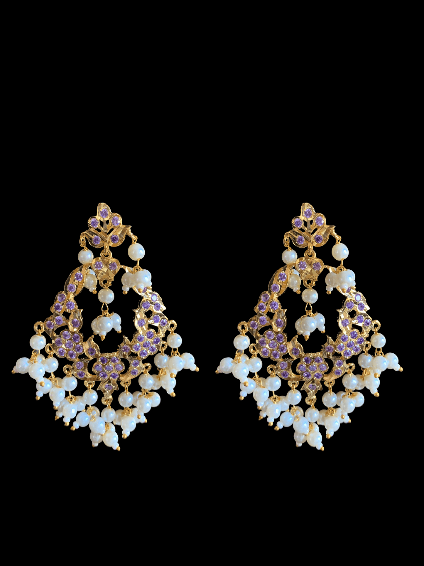 DJET23 Madhuri earrings tika set in purple / amethsyt ( SHIPS IN 3 WEEKS )