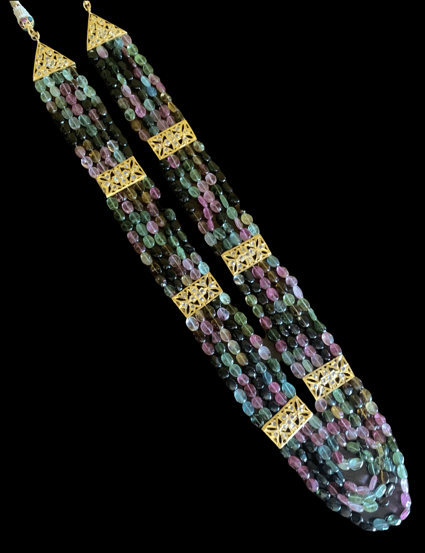 LN57 Ghazal natural tourmaline beads Rani haar ( SHIPS IN 4 WEEKS )
