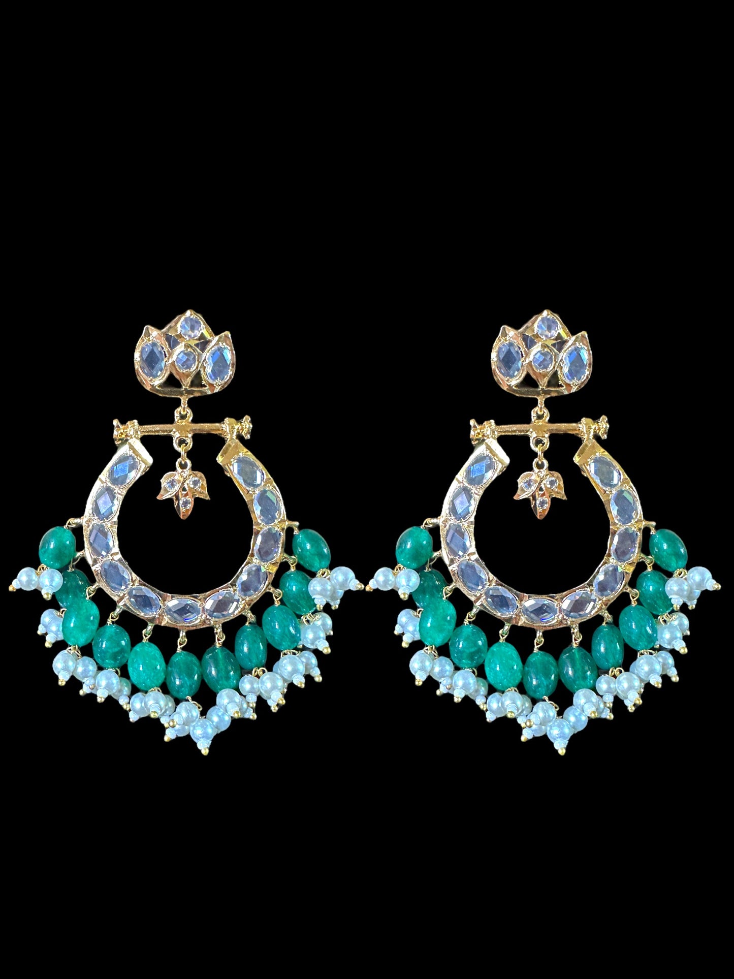 NS519 AMIRA hyderabadi necklace with earrings - emerald ( READY TO SHIP)