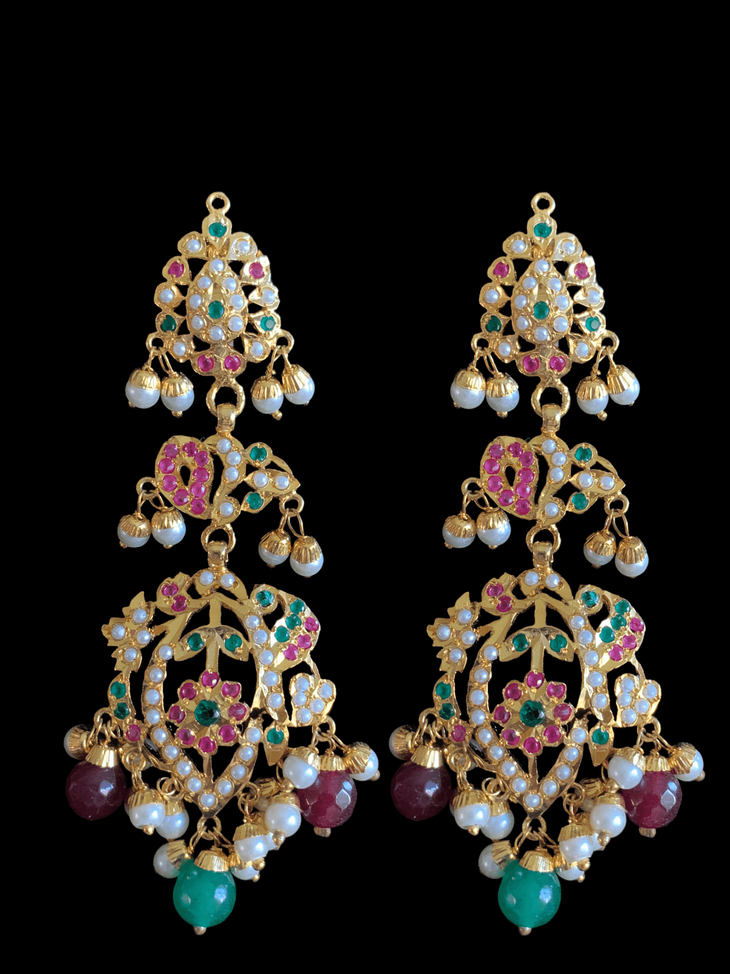 BR75 Nayaab pearl jadau necklace - ruby emerald ( SHIPS IN 4 WEEKS )