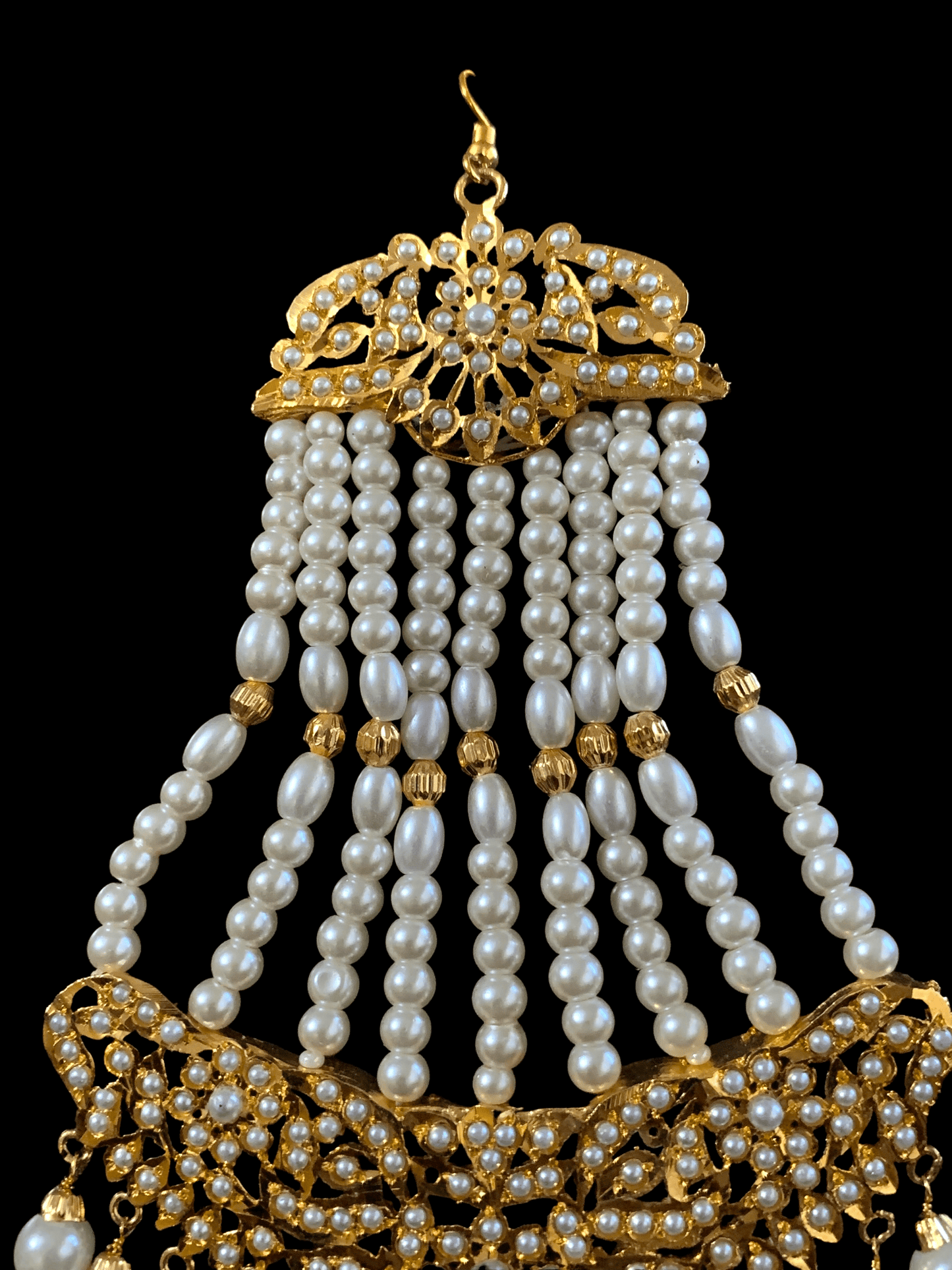 DJHR44 Hema jadau jhoomar in pearls ( READY TO SHIP )
