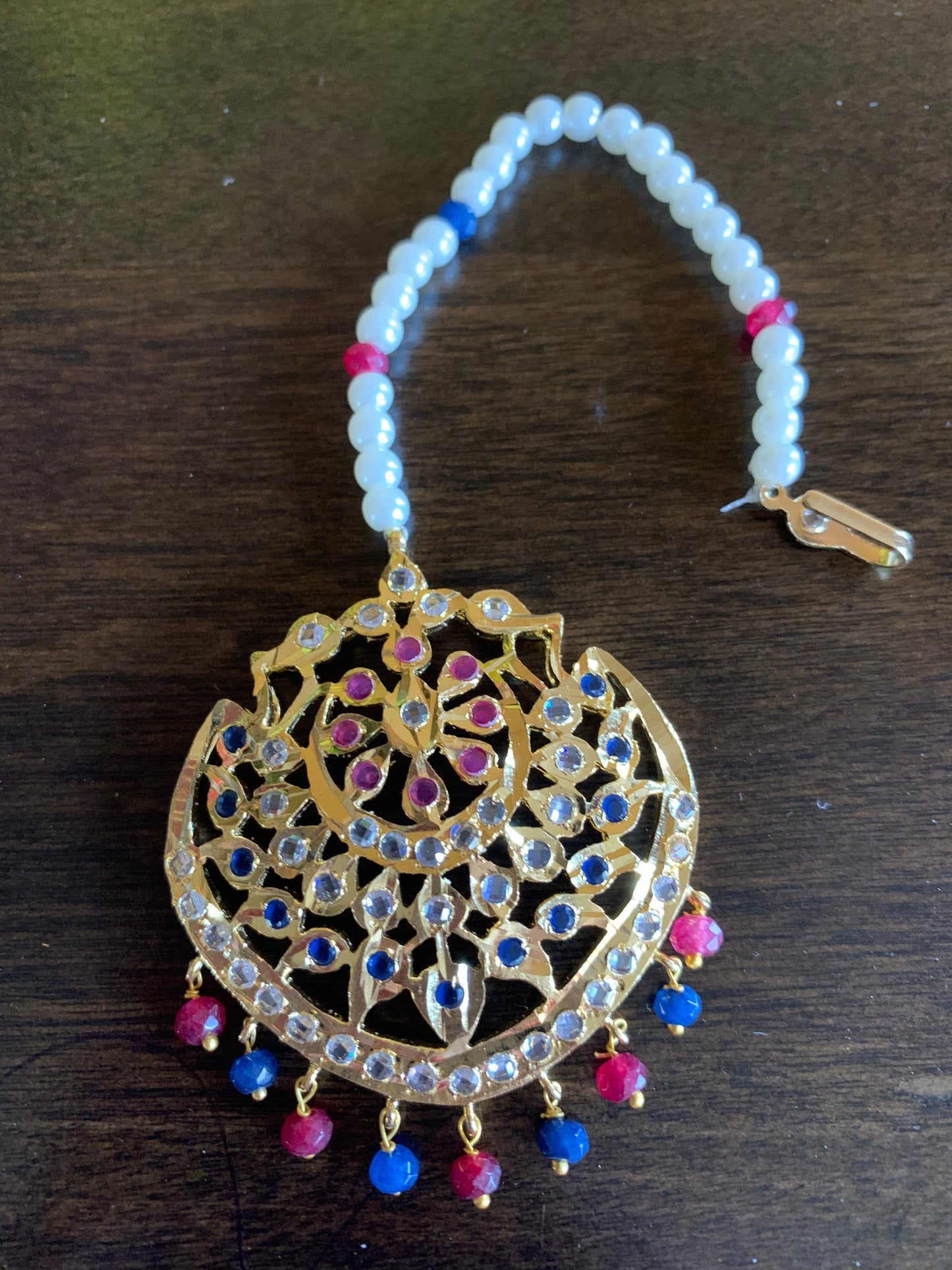 DJTK120 Shana tika / tikka In ruby sapphire combination  ( READY TO SHIP )