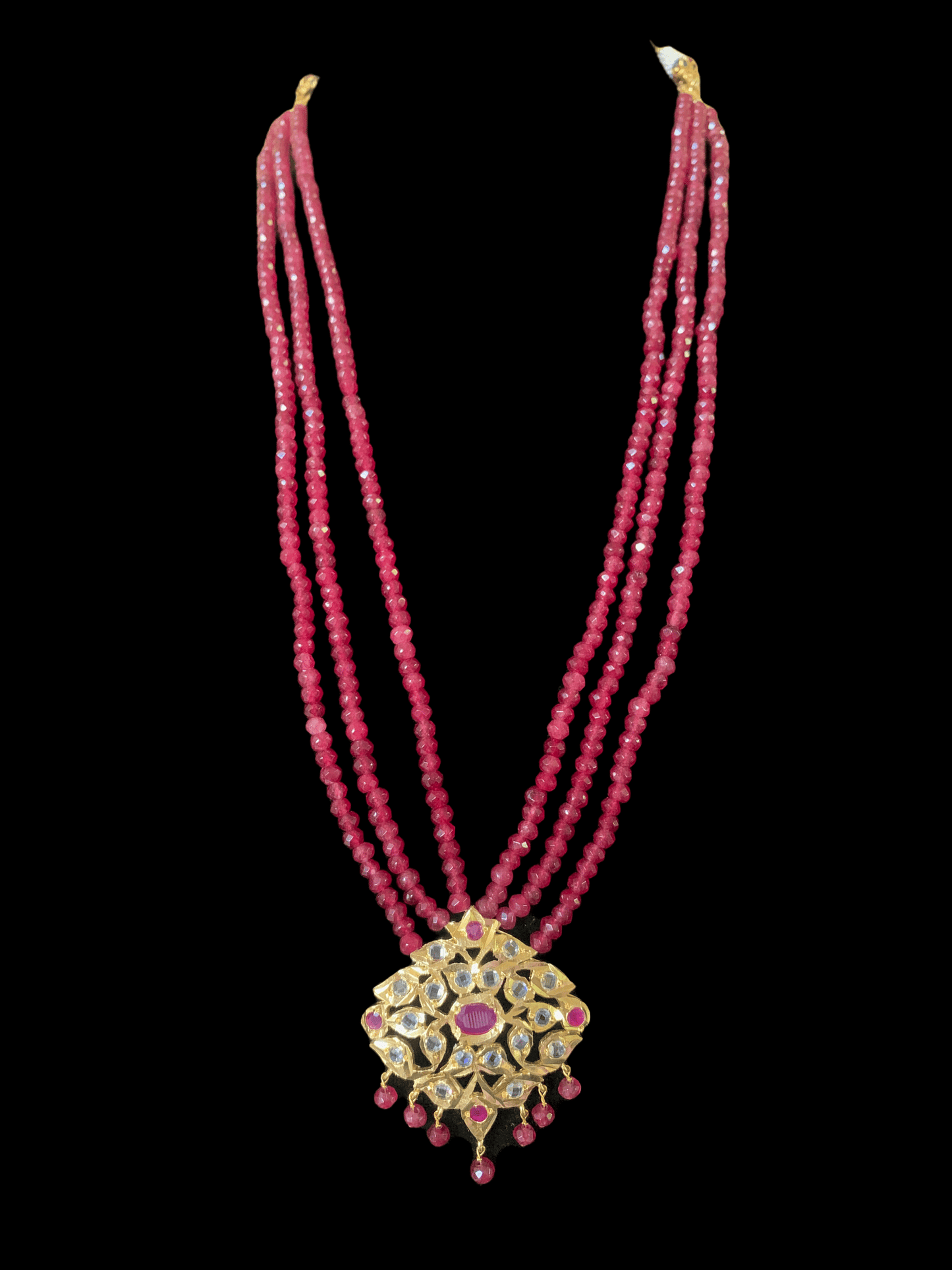 NS213 Meeraj necklace set ( red / ruby ) ( SHIPS IN 4 WEEKS )