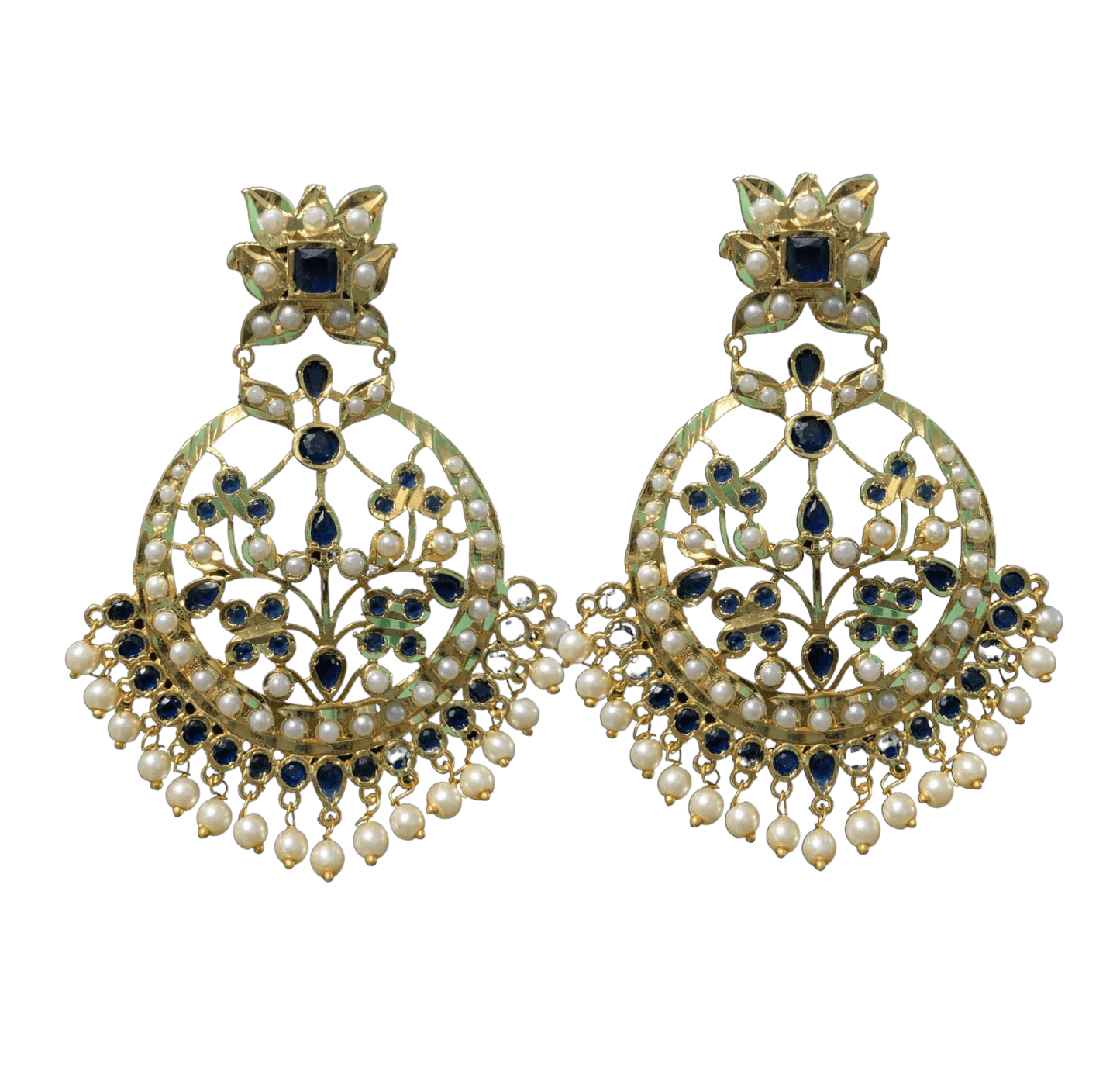 DER209 Radha sapphire chandbali (READY TO SHIP )