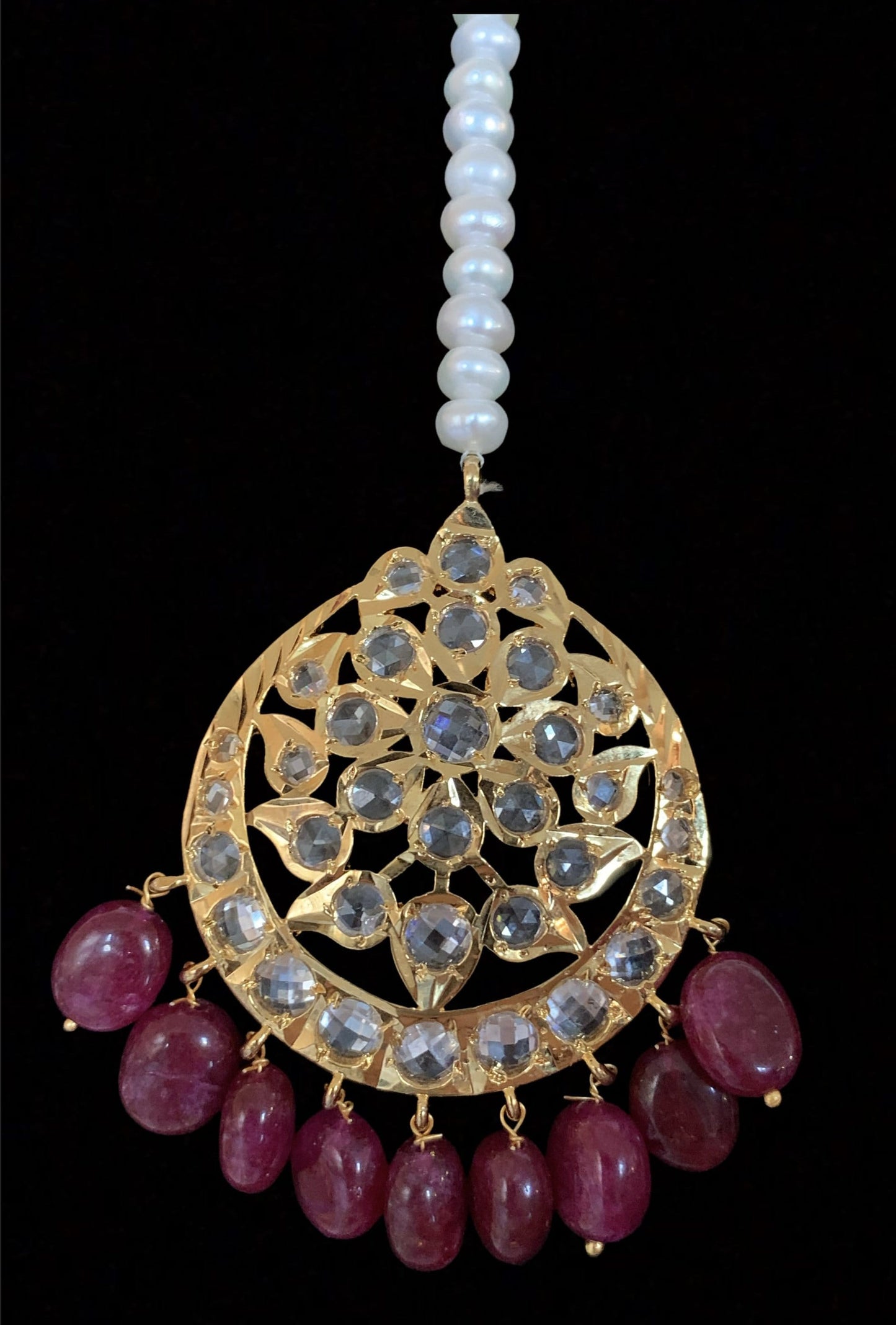 BR111 Insia jadavi lacha set in rubies  ( SHIPS IN 2 WEEKS  )
