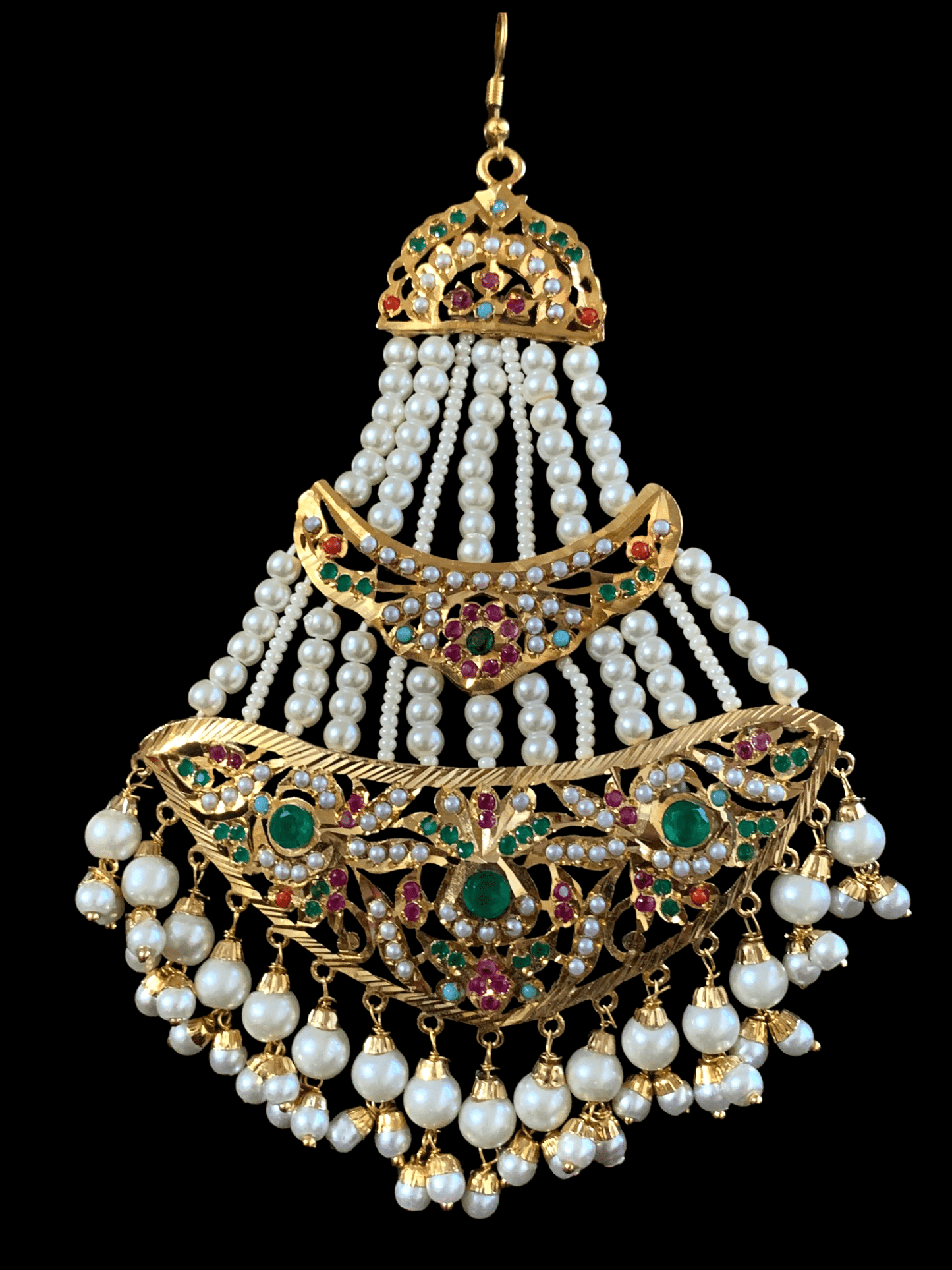 DJHR46   jadau jhoomar in Navratan  ( READY TO SHIP )