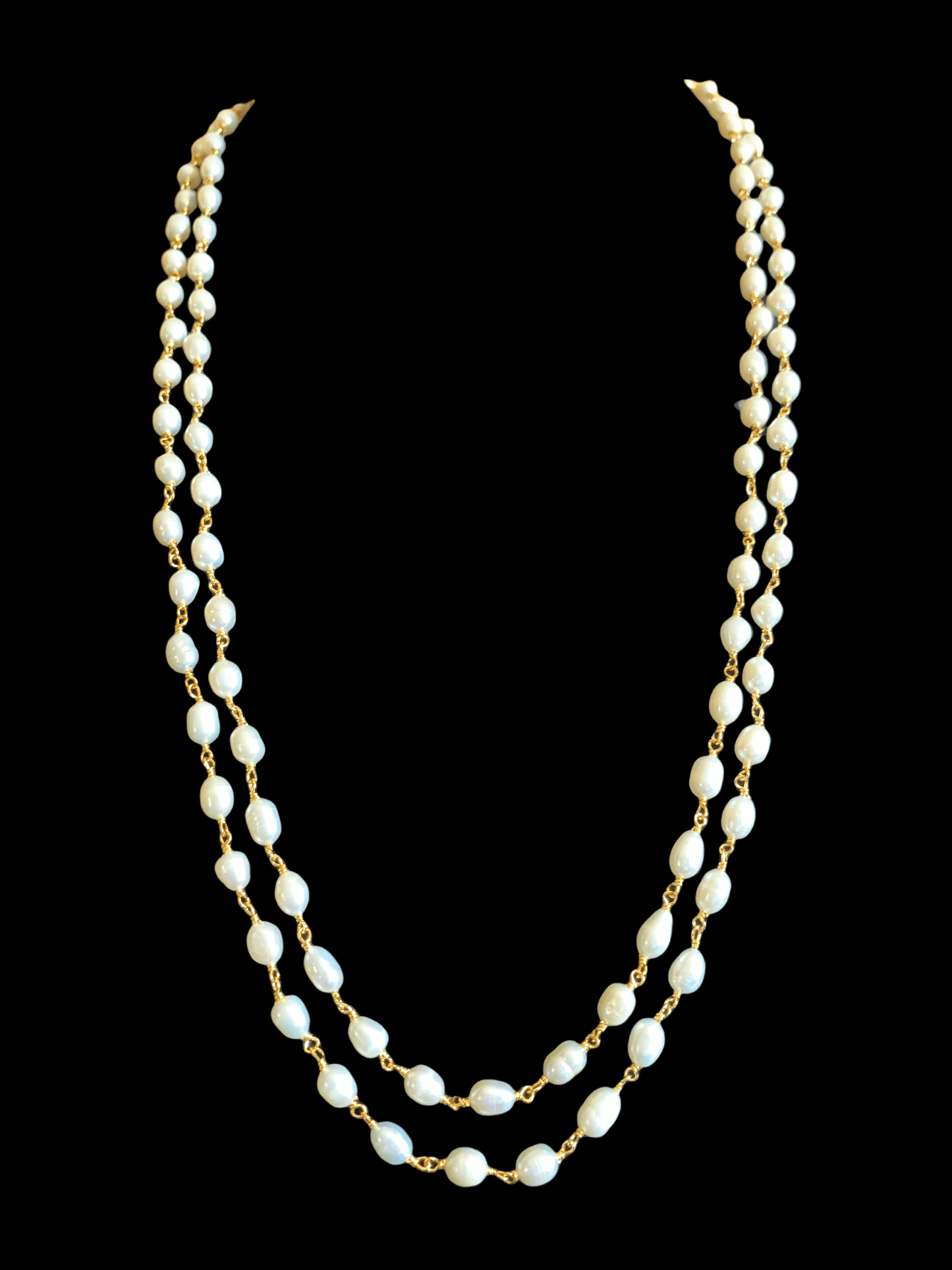 DNS115 Two layered fresh water pearl mala (SHIPS IN 2 WEEKS )