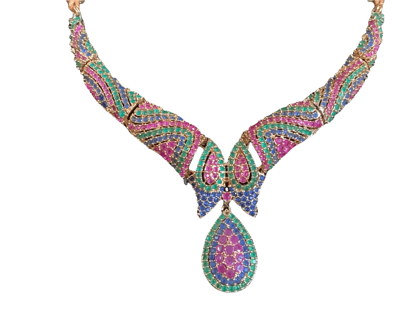NS65 Deepa multicolor cz necklace set ( SHIPS IN 4 WEEKS )