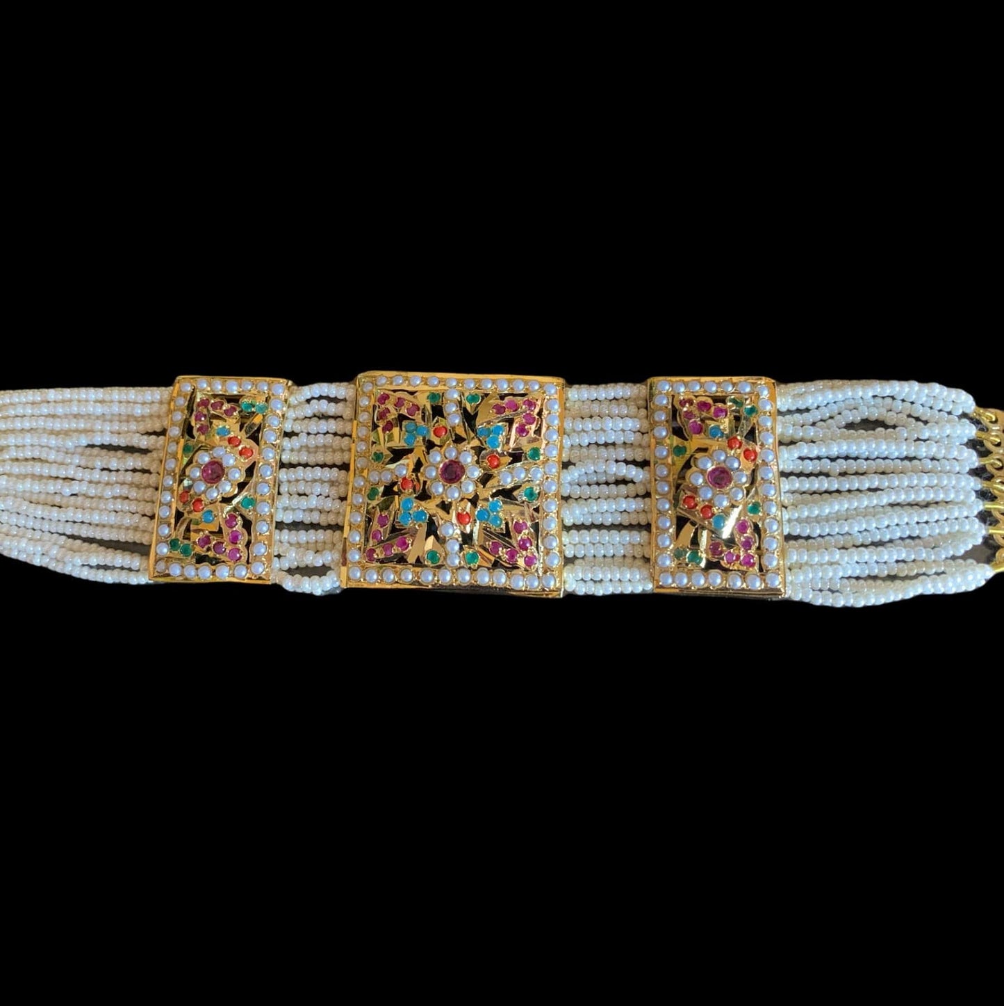 B76 Verdah jadau bracelet in Navratan ( SHIPS IN 3 WEEKS )