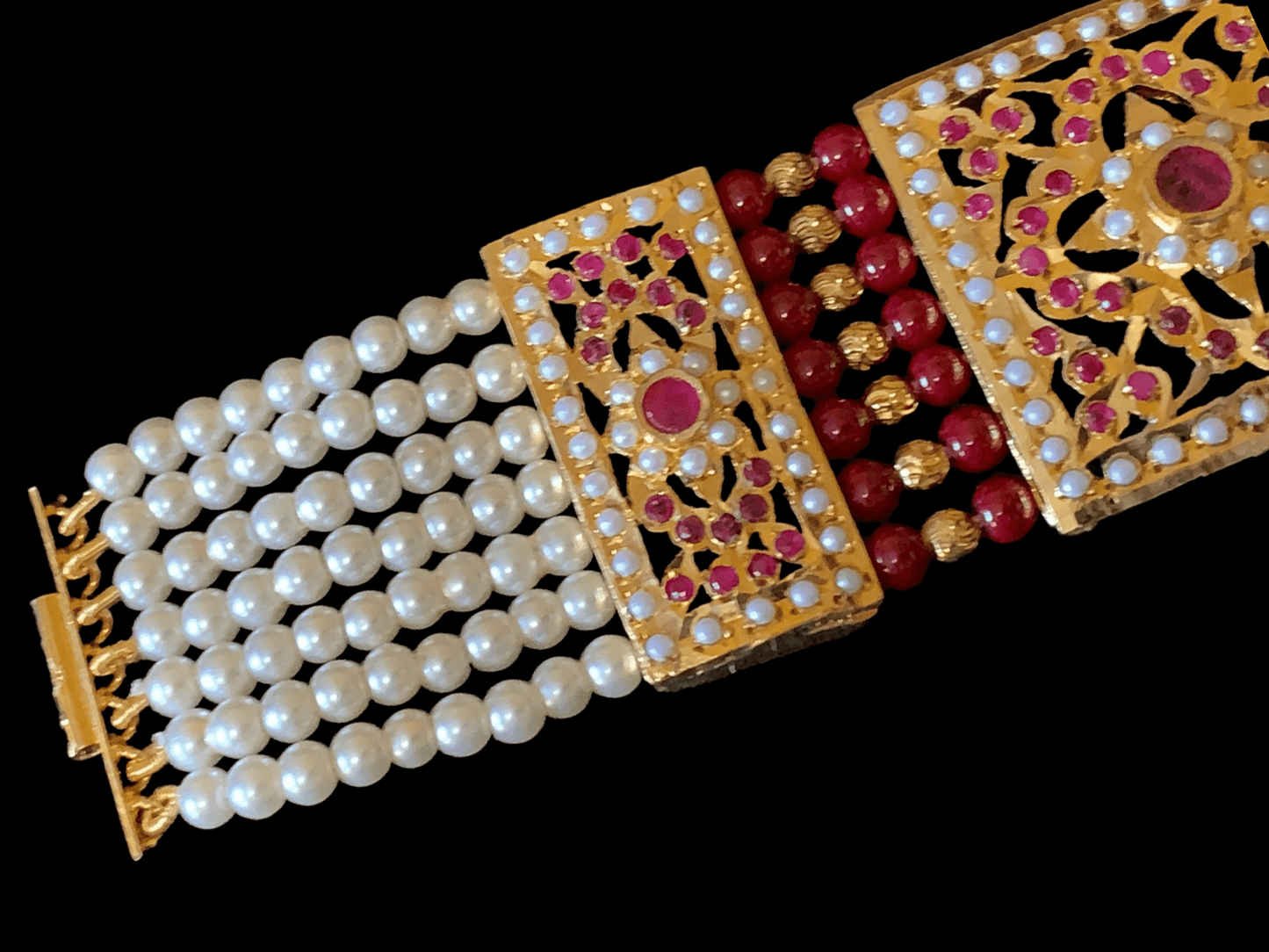 B63 Saira jadau bracelet in ruby ( SHIPS IN 4 WEEKS )