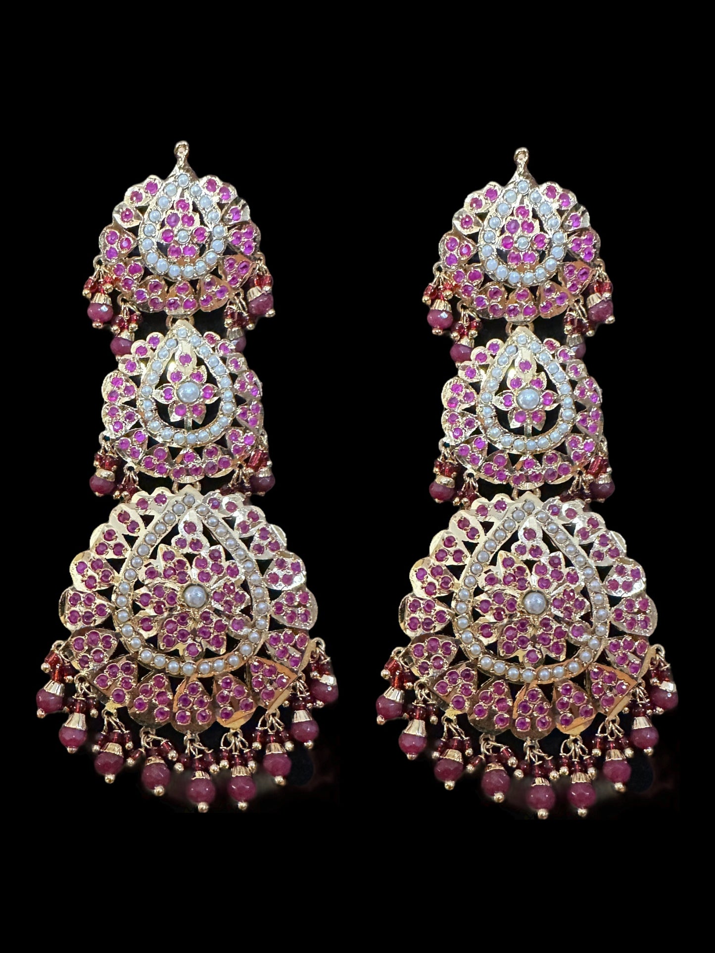 DER504 Mya gold plated earrings - ruby ( READY TO SHIP )