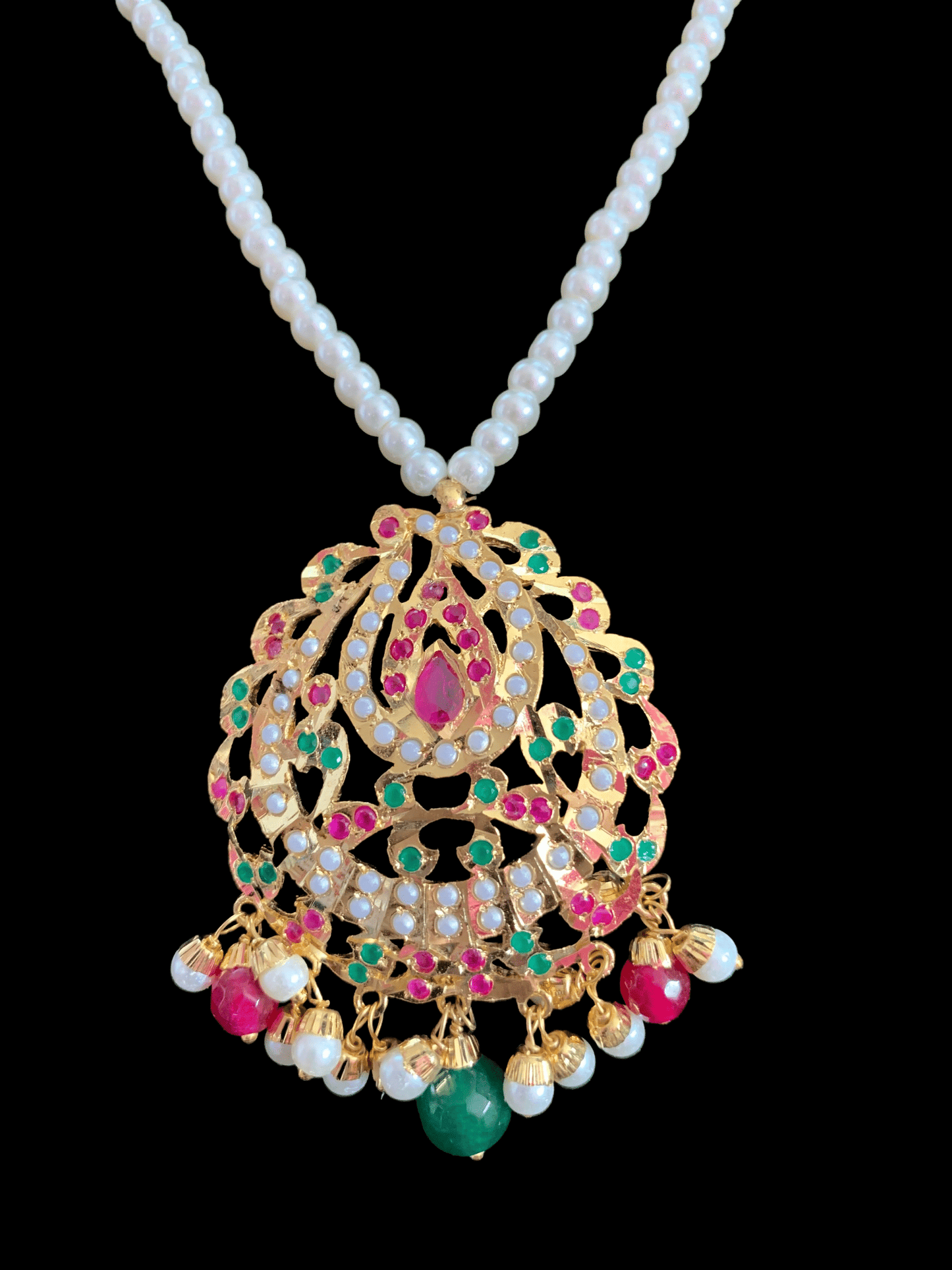 PS470 Jadau pendant set in ruby emerald ( READY TO SHIP)