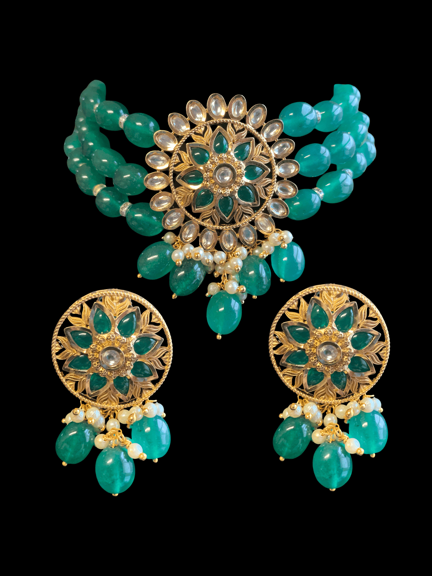 C143 Barzah polki choker( green ) ( READY TO SHIP)