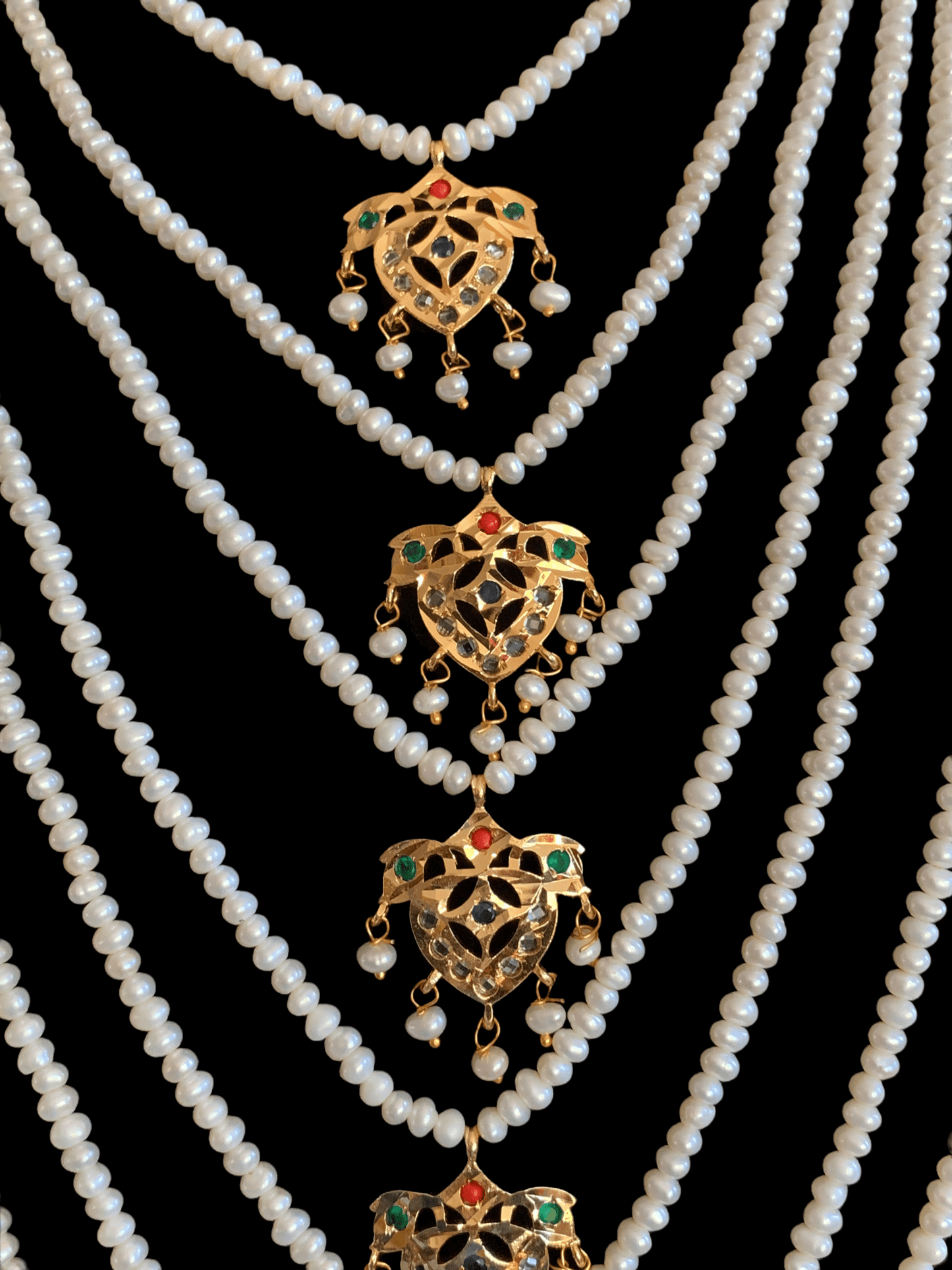 SAT8 Talia satlada in fresh water pearls - navratan (READY TO SHIP)