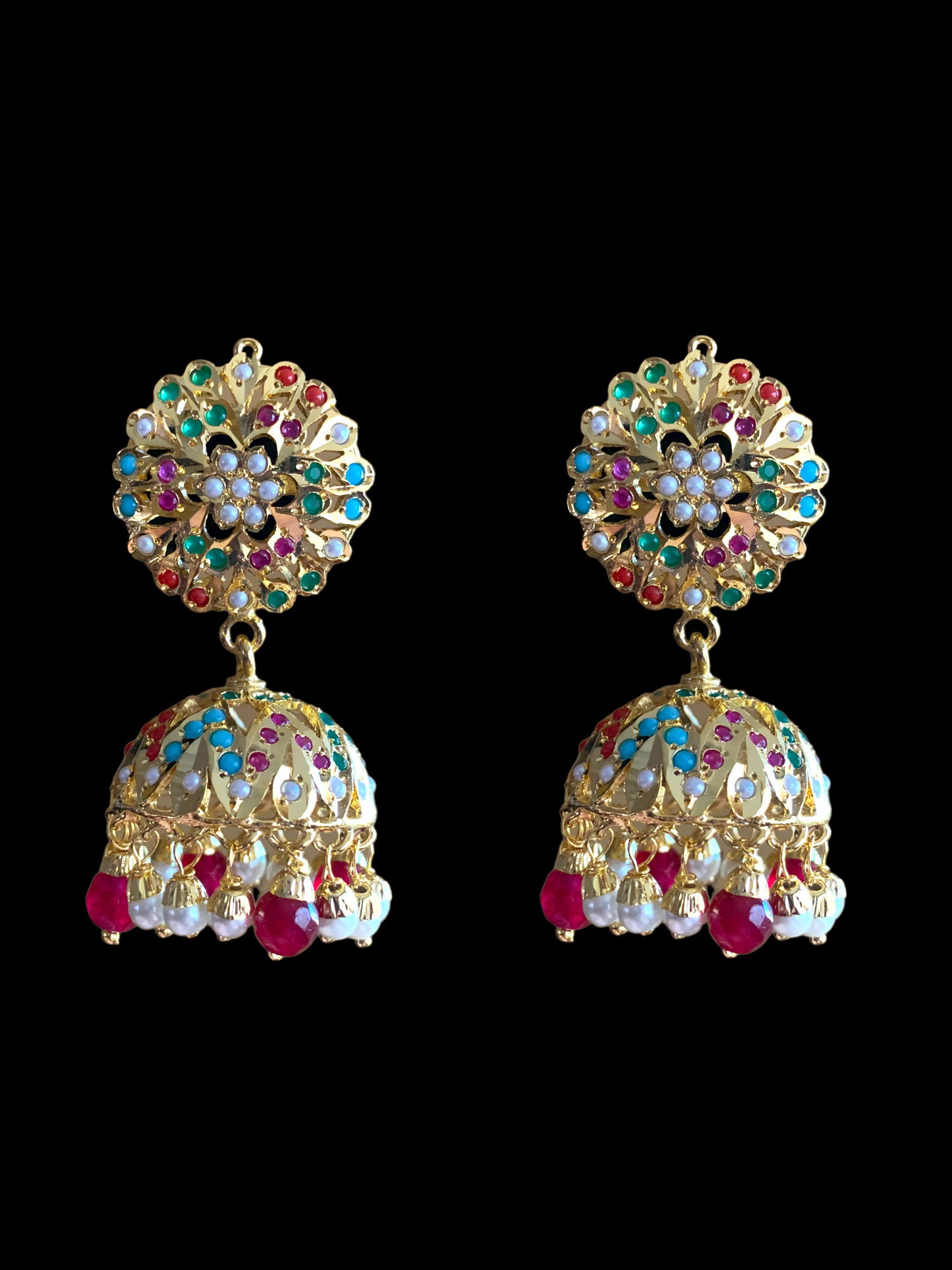 C190 Gold plated choker set in Navratan ( READY TO SHIP  )