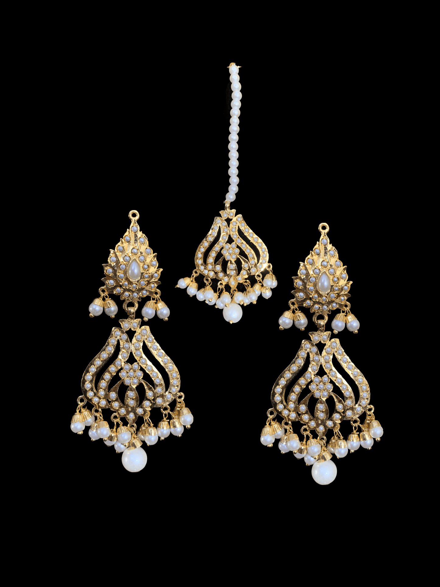 LN124 Sakshi pearl Jadau Rani haar with earrings tika ( READY TO SHIP )