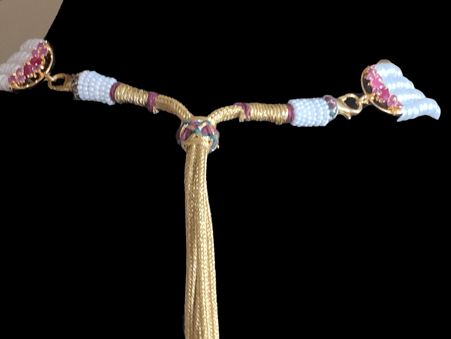 LN108 Fresh water pearl and ruby stone Rani haar ( READY TO SHIP )