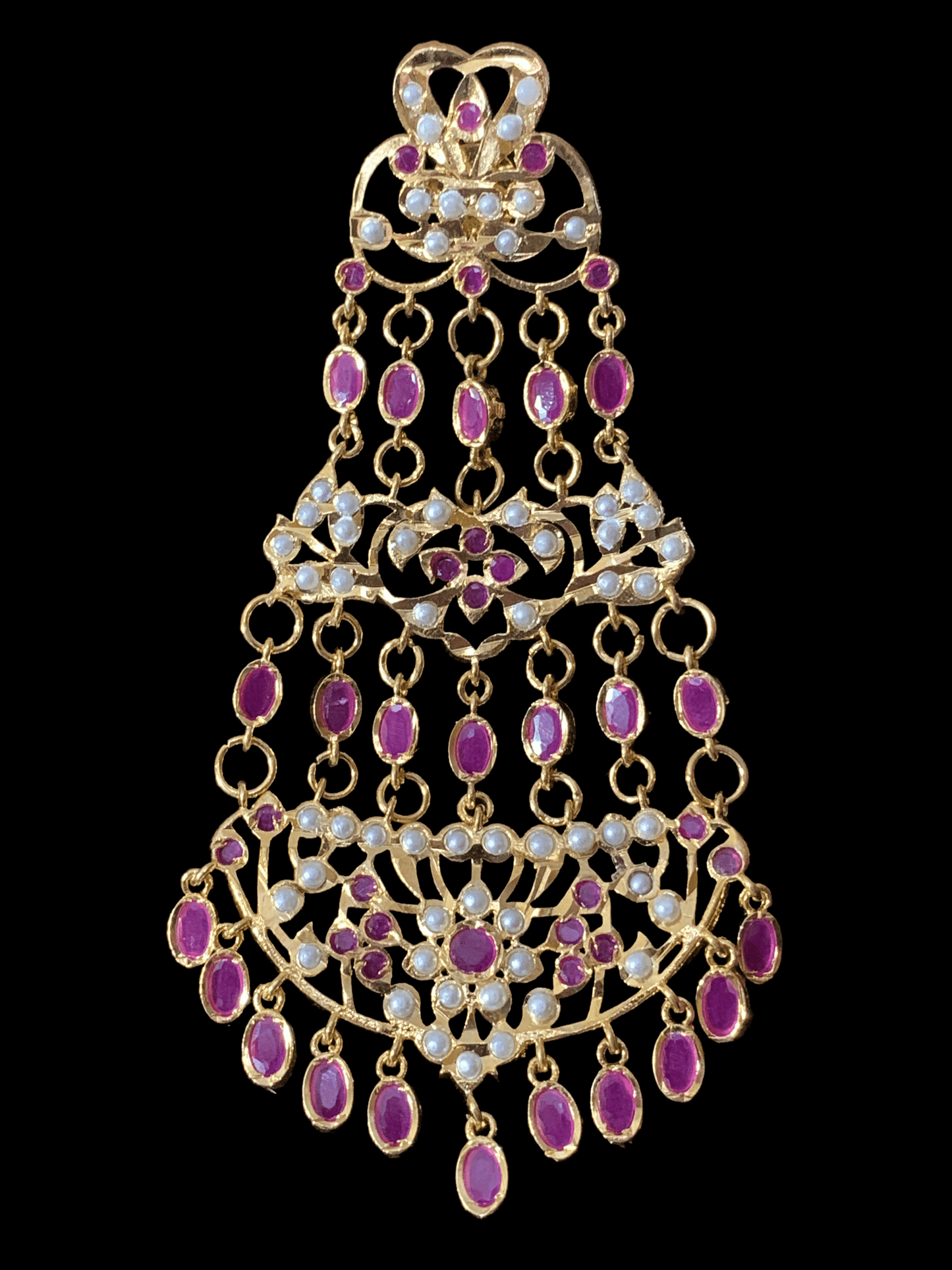 DER162 Naveen jhoomar earrings ( Ruby ) ( SHIPS IN 4 WEEKS )