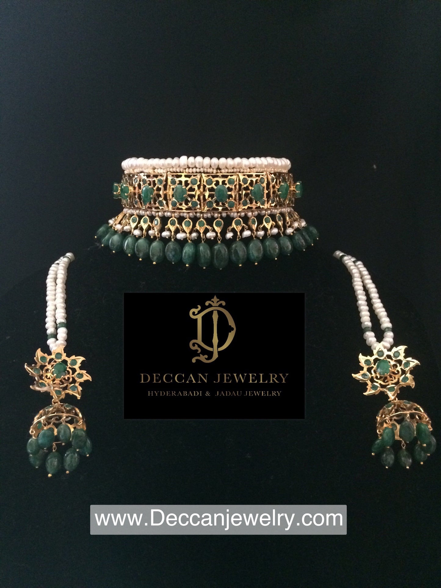 Jadavi lacha in emeralds and fresh water pearl ( SHIPS IN 5 WEEKS )